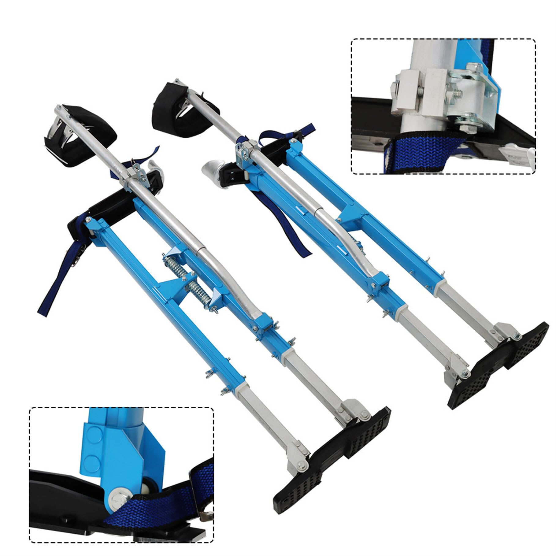Adjustable 36-48 Inch Aluminum Drywall Stilts for Adults - Professional Height Adjustable Construction Stilts for Painting, Ceiling Work & Elevated Jobs - Blue Safety Stilts for Roofing, Maintenance & DIY Projects