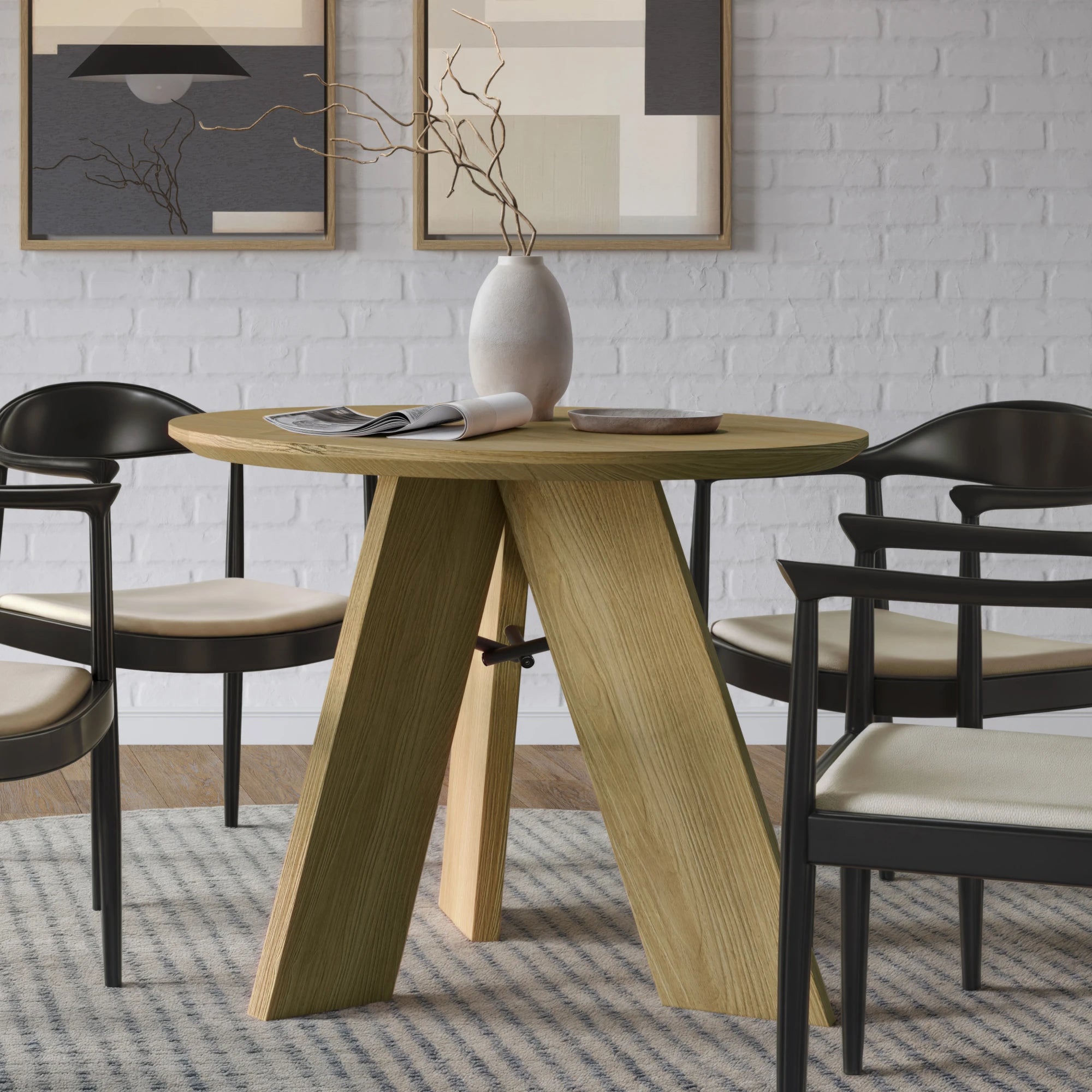 Stylish Cascais Round Dining Table - Modern Wooden Kitchen Table for 4-6 People | Perfect for Small Spaces, Breakfast Nooks & Cozy Family Meals