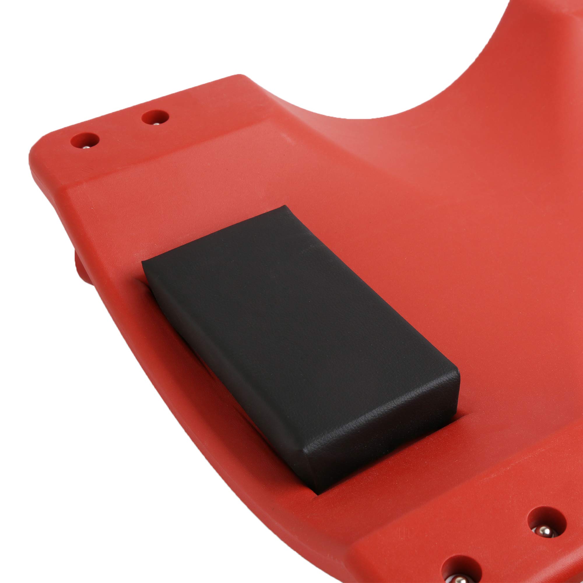 WINTOOLS 40 Inch Low Profile Red Plastic Rolling Creeper Cart for Garage Car Repair - Mechanic Stool with Smooth Wheels for Under Vehicle Maintenance and DIY Auto Work