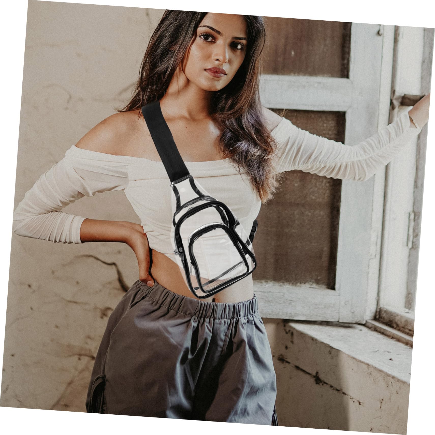 BELLIFY Women's Travel Sling Bag - Lightweight Crossbody Shoulder Bag with PVC Material - Perfect for Concerts, Stadium Events & Daily Use