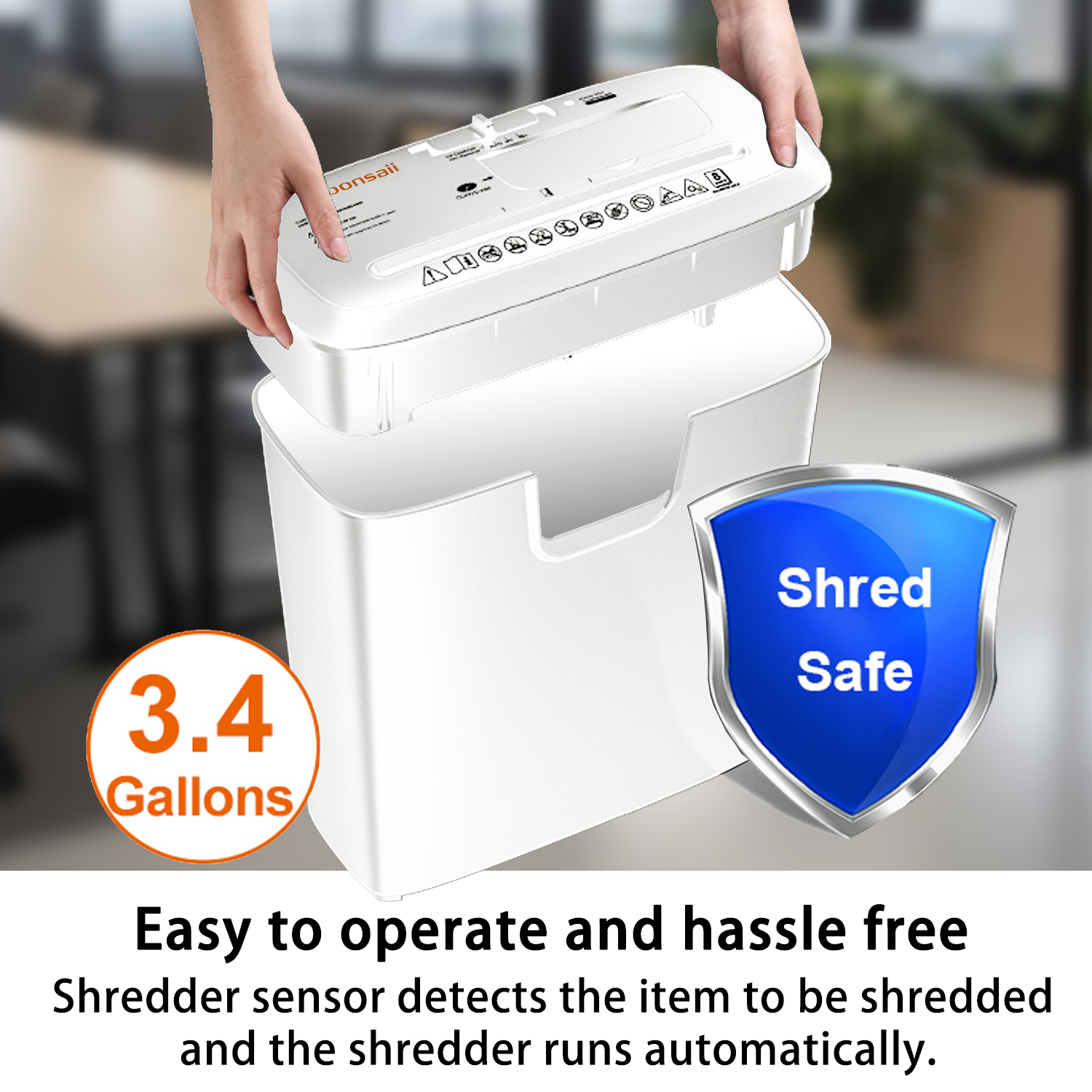 Bonsaii 8-Sheet Quiet Strip Cut Paper Shredder with 3.4 Gallon Bin - High Security for Home & Office - Shreds Paper, CDs, Credit Cards - Overheat Protection & Ultra Quiet Operation - Perfect for Document Security, Tax Records, Identity Protection & Small Office Use