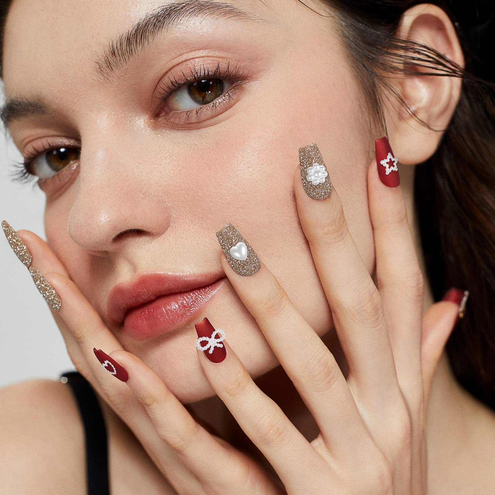 Minkissy 1 Box Nail Art Decorations - 500pcs Flat White Pearl Nail Charms for Manicure, DIY Nail Art Supplies & Nail Decoration Accessories - Perfect for Home Salon, Bridal Nails & Party Nail Art Designs