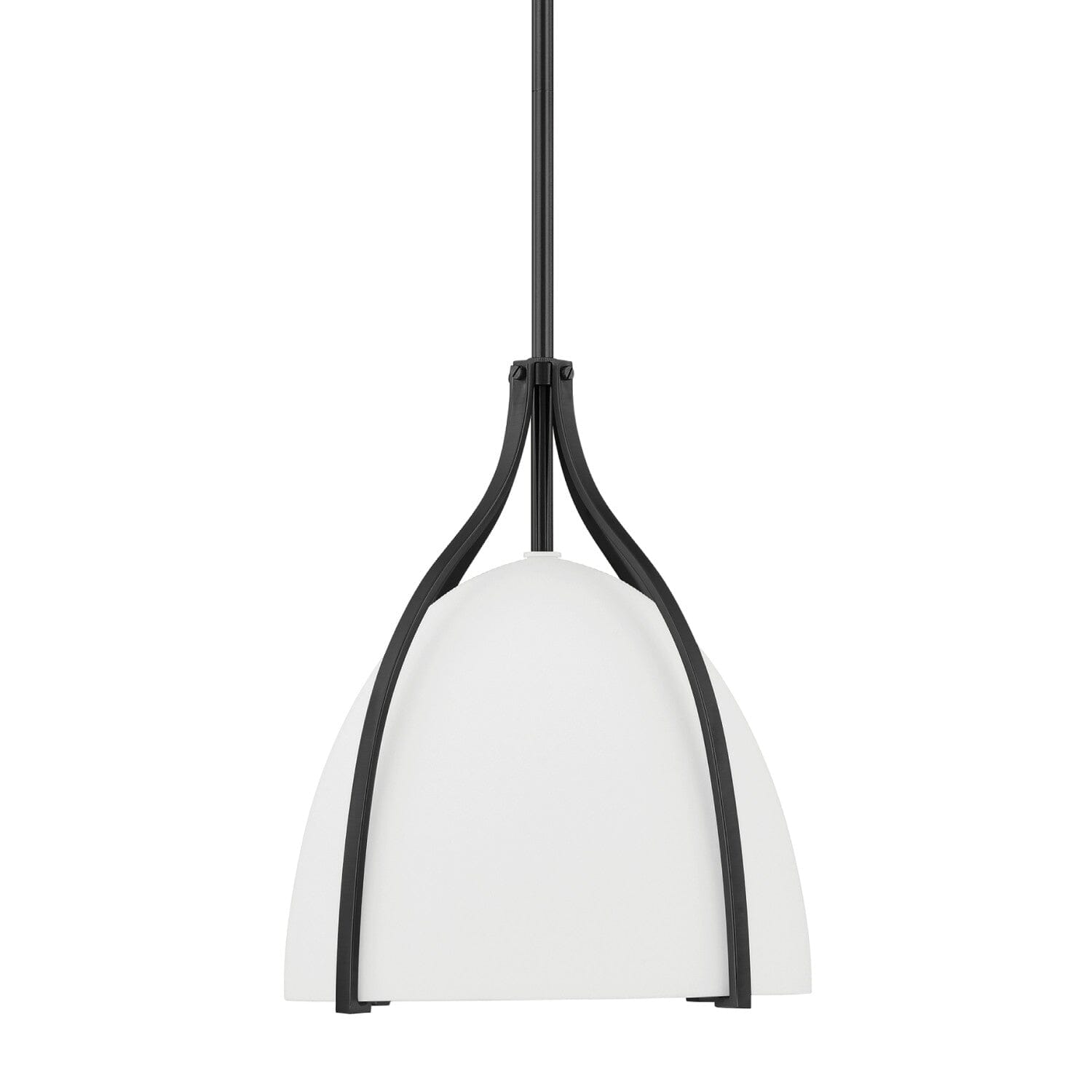 Arcelia White Glass 12 Inch Pendant Light Fixture - Modern Single Bulb Hanging Lamp for Kitchen Island, Dining Room & Bedroom Lighting