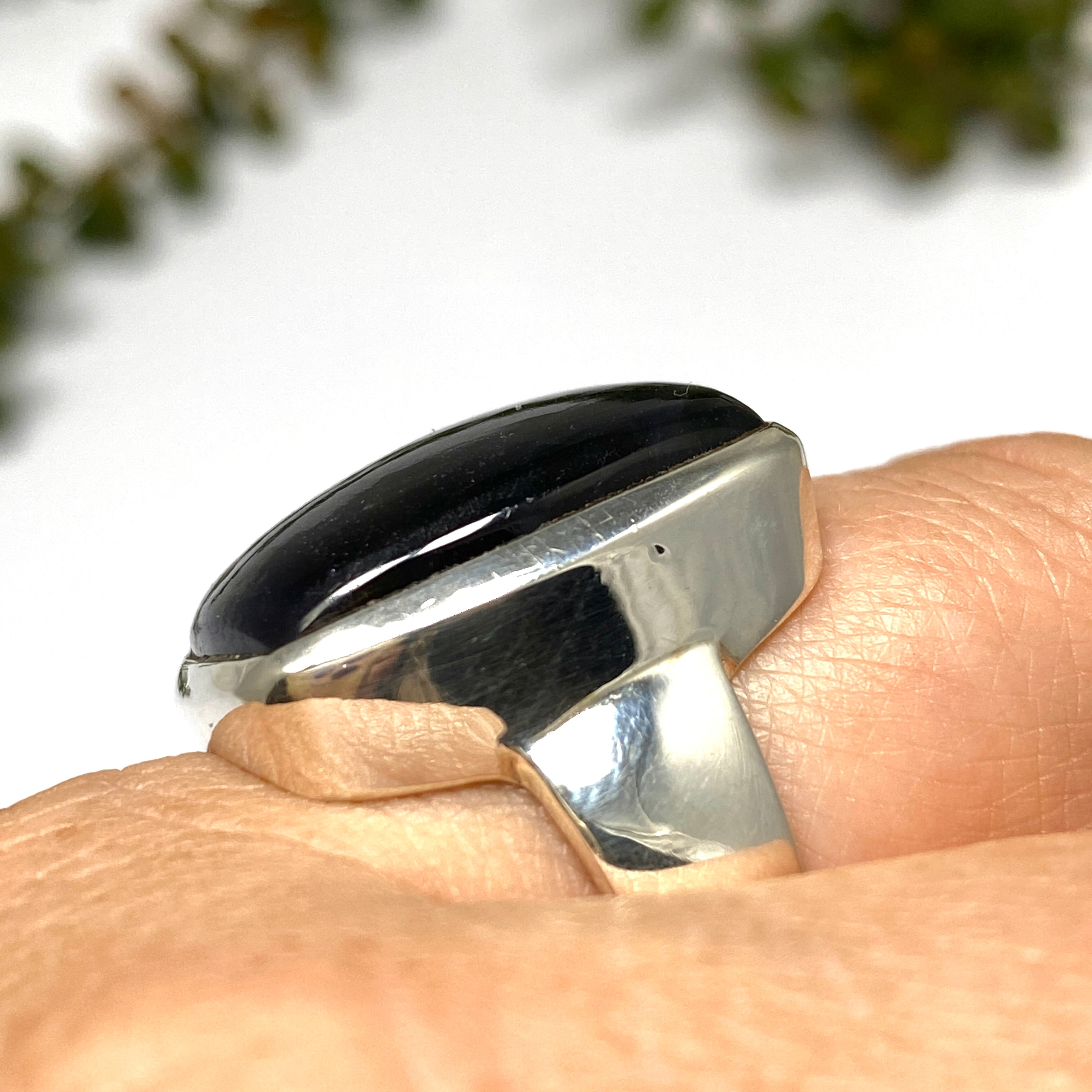 Iolite Sunstone Rectangular Cabochon Ring - Size 8 - Handmade Sterling Silver Jewelry - Perfect for Weddings, Parties & Everyday Wear