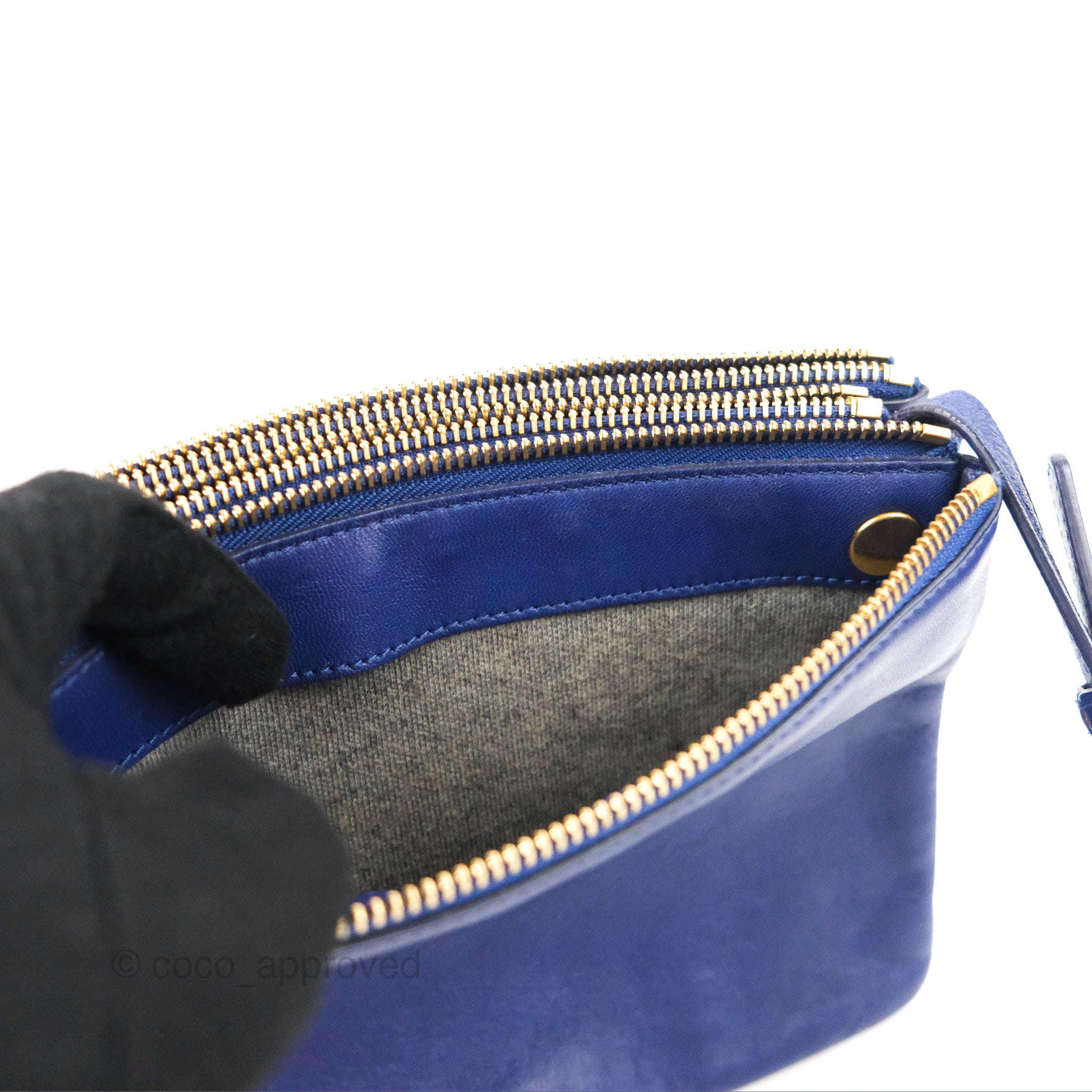 Celine Small Trio Crossbody Bag in Dark Blue Lambskin Leather with Gold Hardware - Perfect for Everyday Use, Travel & Date Nights