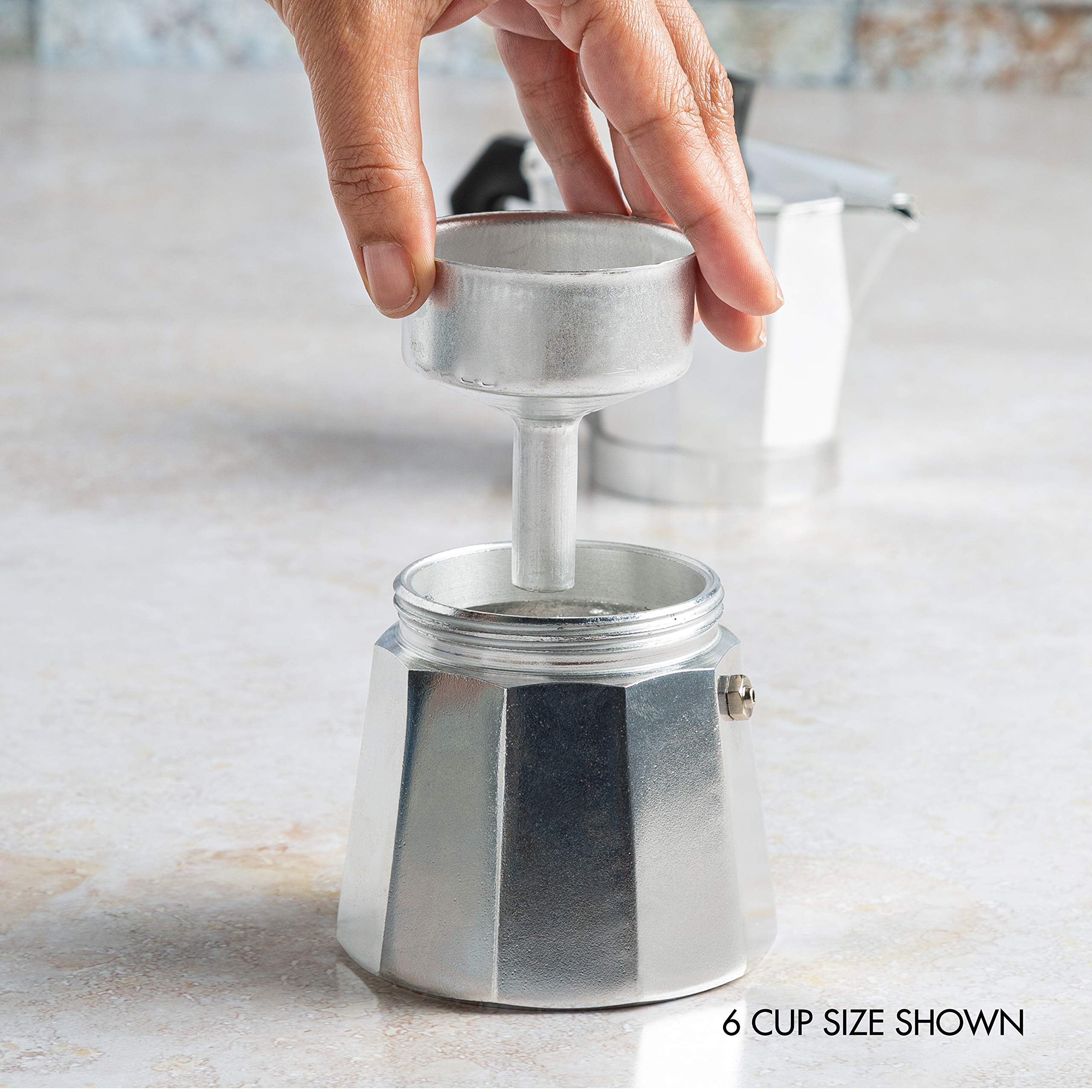 Primaria Classic Stovetop Espresso Maker - 12 Cup Italian Moka Pot for Brewing Rich Cuban Coffee & Espresso at Home | Durable Aluminum Coffee Maker for Stove Top Use | Perfect for Morning Brews, Camping & Gifts