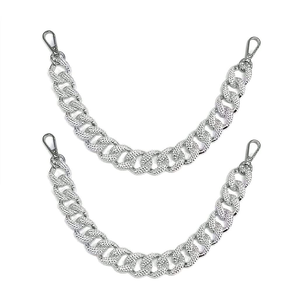 2 Pack Silver Aluminum Alloy Flat Chain Straps with Metal Buckle - 15