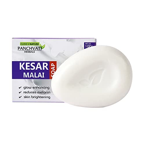 Panchvati Herbals Kesar & Malai Face and Bath Soap for Glowing Skin - Brightening Cleansing Bar, Pack of 2 (100g Each) - Perfect for Daily Skincare & Luxurious Bathing Routine