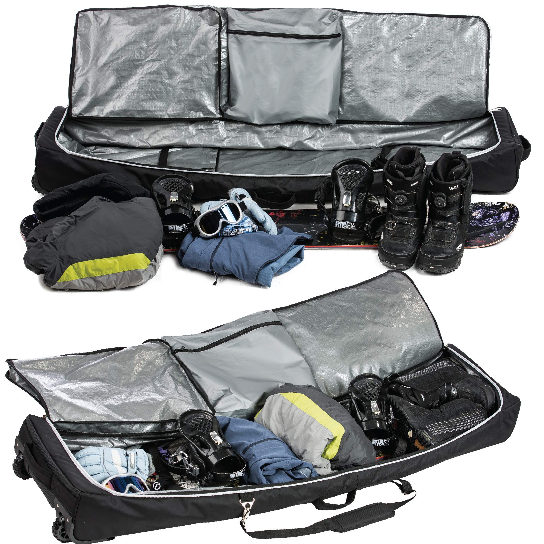 Athletico Conquest Padded Snowboard Bag with Wheels - Waterproof Travel Bag for Single Snowboard & Boots | Durable Protection for Airplane Travel & Winter Sports Gear Storage