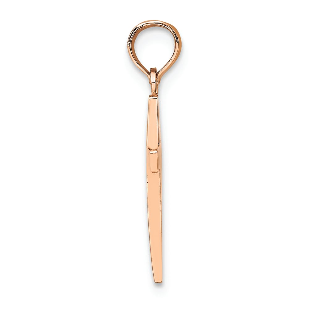14K Rose Gold Beveled Cross Charm with Square Tips - Elegant Religious Jewelry for Women, Perfect for Gifts, Everyday Wear & Special Occasions