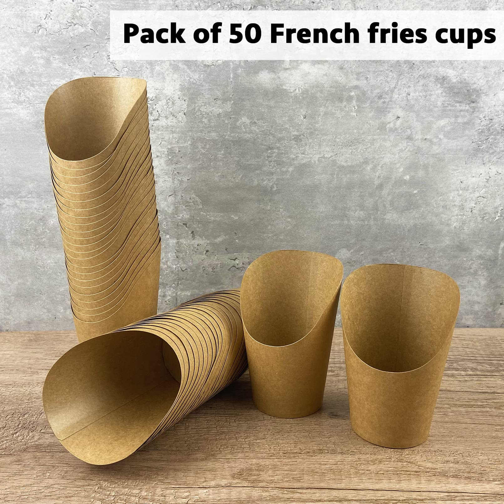 50 Pcs French Fries Holder, 12oz Disposable Paper French Fry Cups - Perfect for Parties, Charcuterie Boards & All Occasions - Ideal for Fast Food, Movie Nights & Outdoor Events