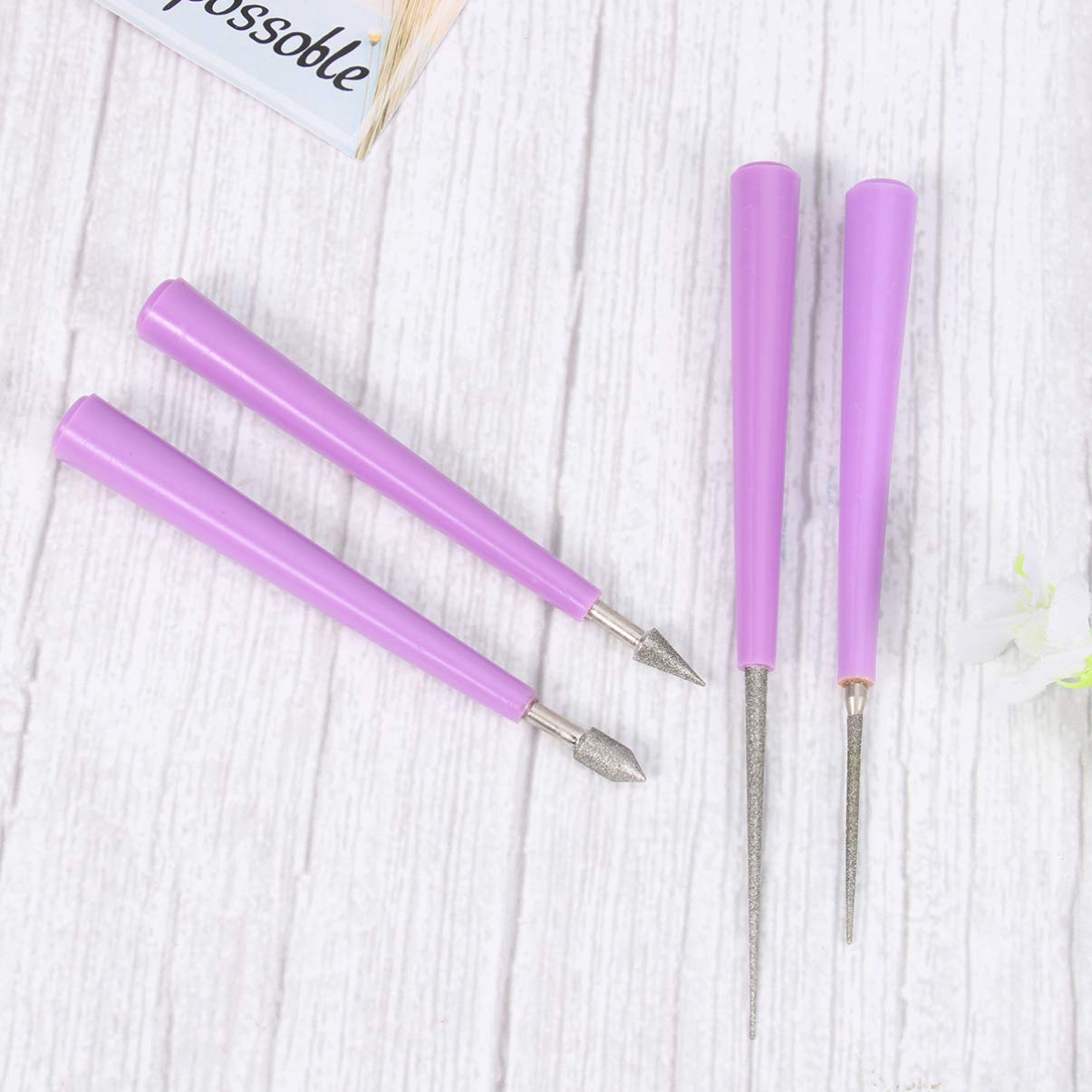 SUPVOX 4-Piece Diamond Needle File Set - Flat Diamond Grit File, Polishing & Sharpening Tools for Jewelry, Beading, and Metalworking - Perfect for Enlarging Holes, Smoothing Edges, and Detailed Crafting