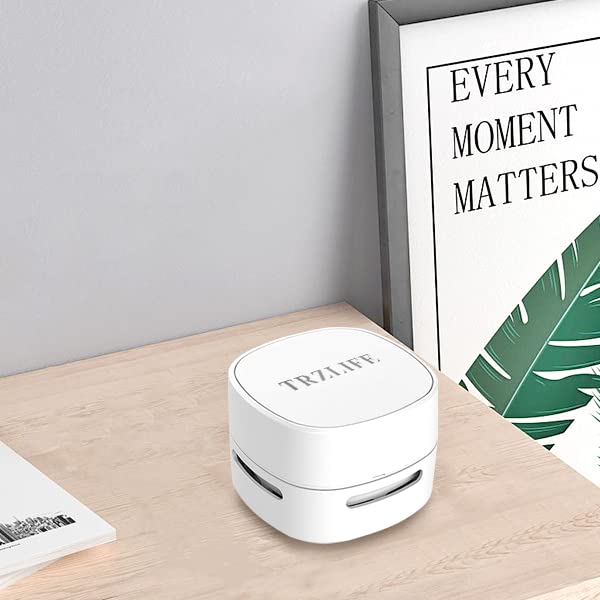 TRZLIFE Upgraded Mini Desk Vacuum Cleaner - Portable AA Battery Powered Table Vacuum for Tiny Items & Crumbs on Desktop, Drawer, Countertop - Perfect Easter Tech Gift & Office/Home Cleaning Tool