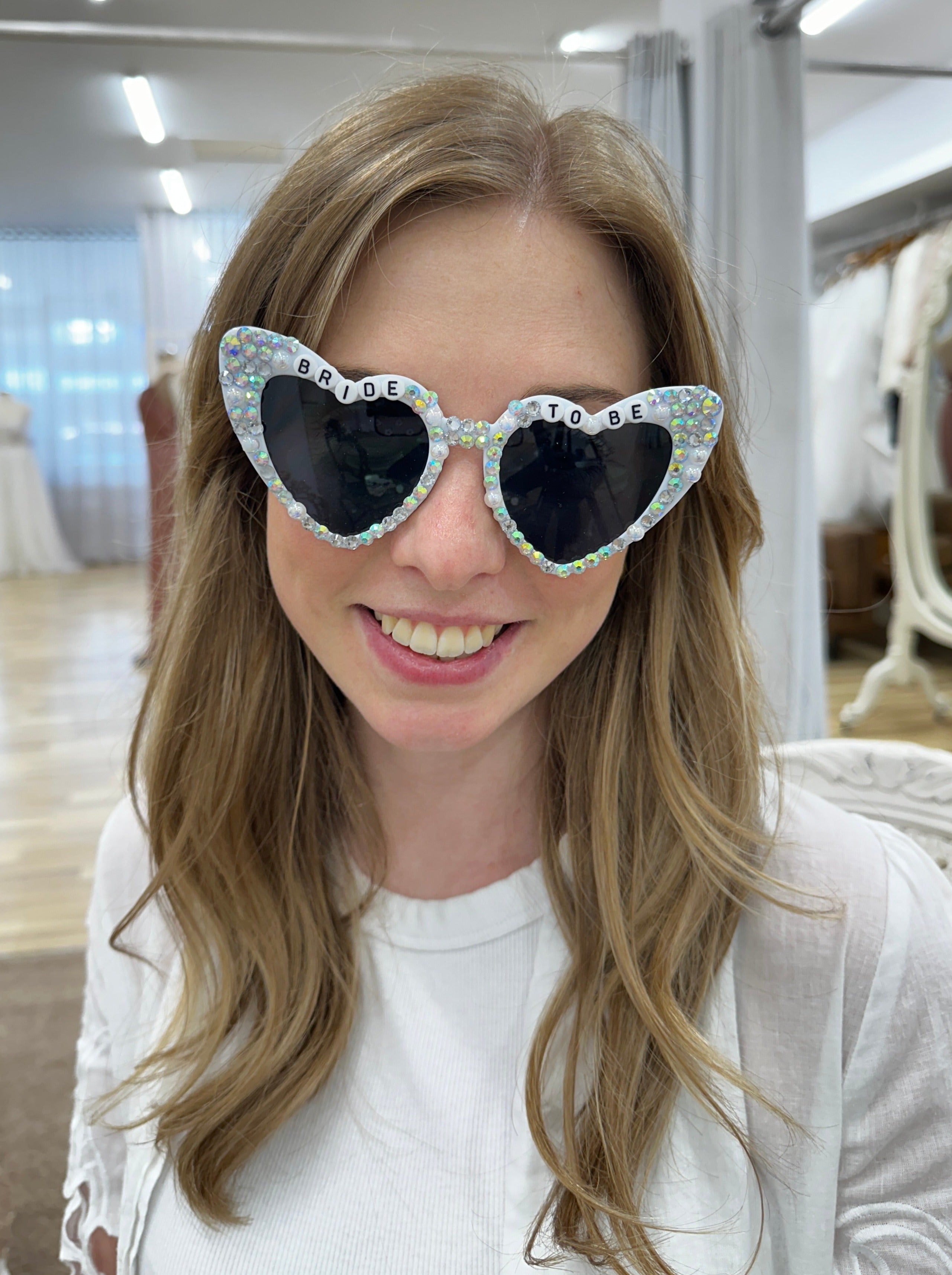Sparkling Bride-to-Be Heart Shaped Sunglasses - Perfect for Bachelorette Parties, Bridal Showers & Wedding Celebrations