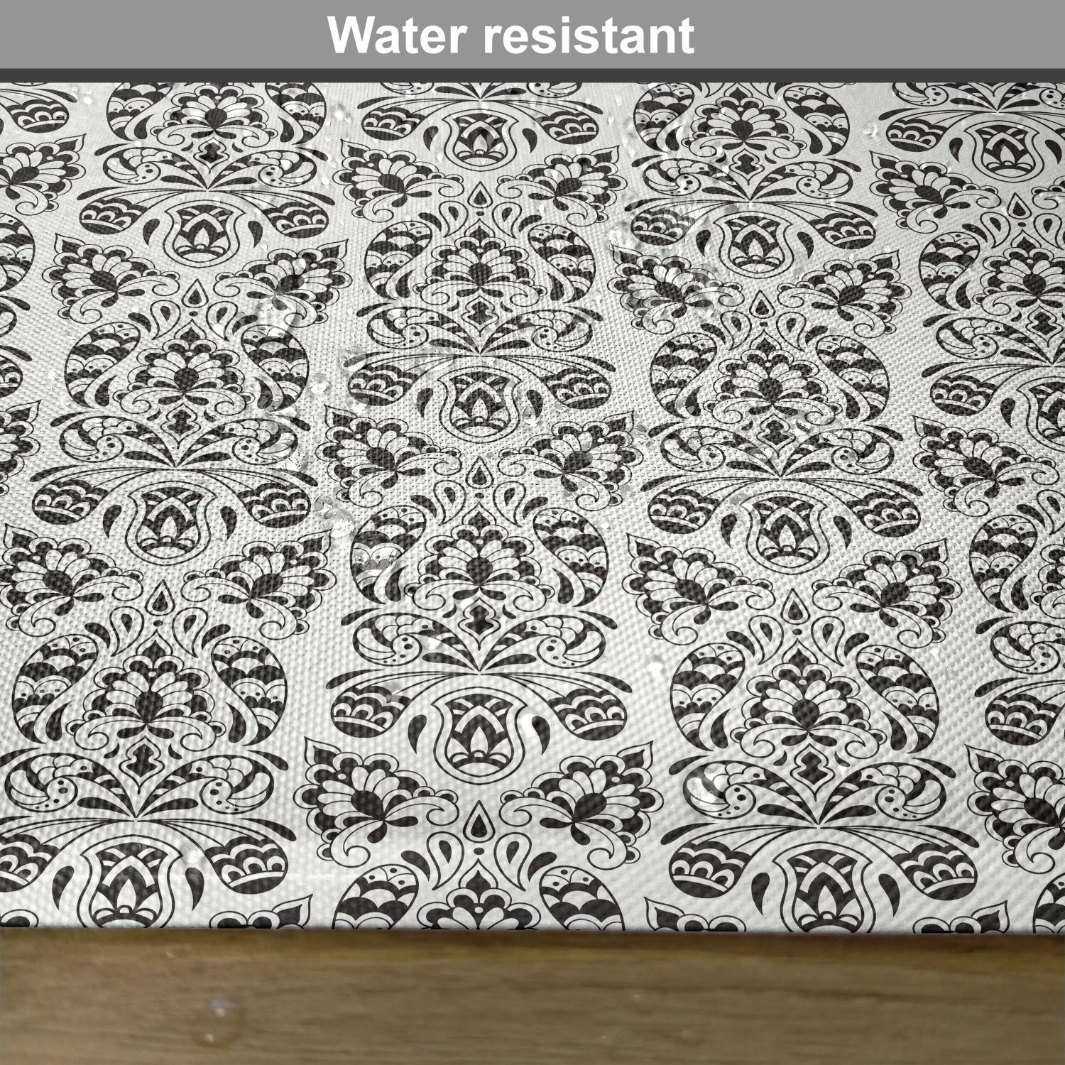 Ambesonne Floral Paisley Place Mats Set of 4 - Eastern Design with Curved Leaves & Swirls, Washable Fabric Table Mats for Dining Room & Kitchen Decor (Black & White) | Perfect for Dinner Parties, Holiday Gatherings & Everyday Meals