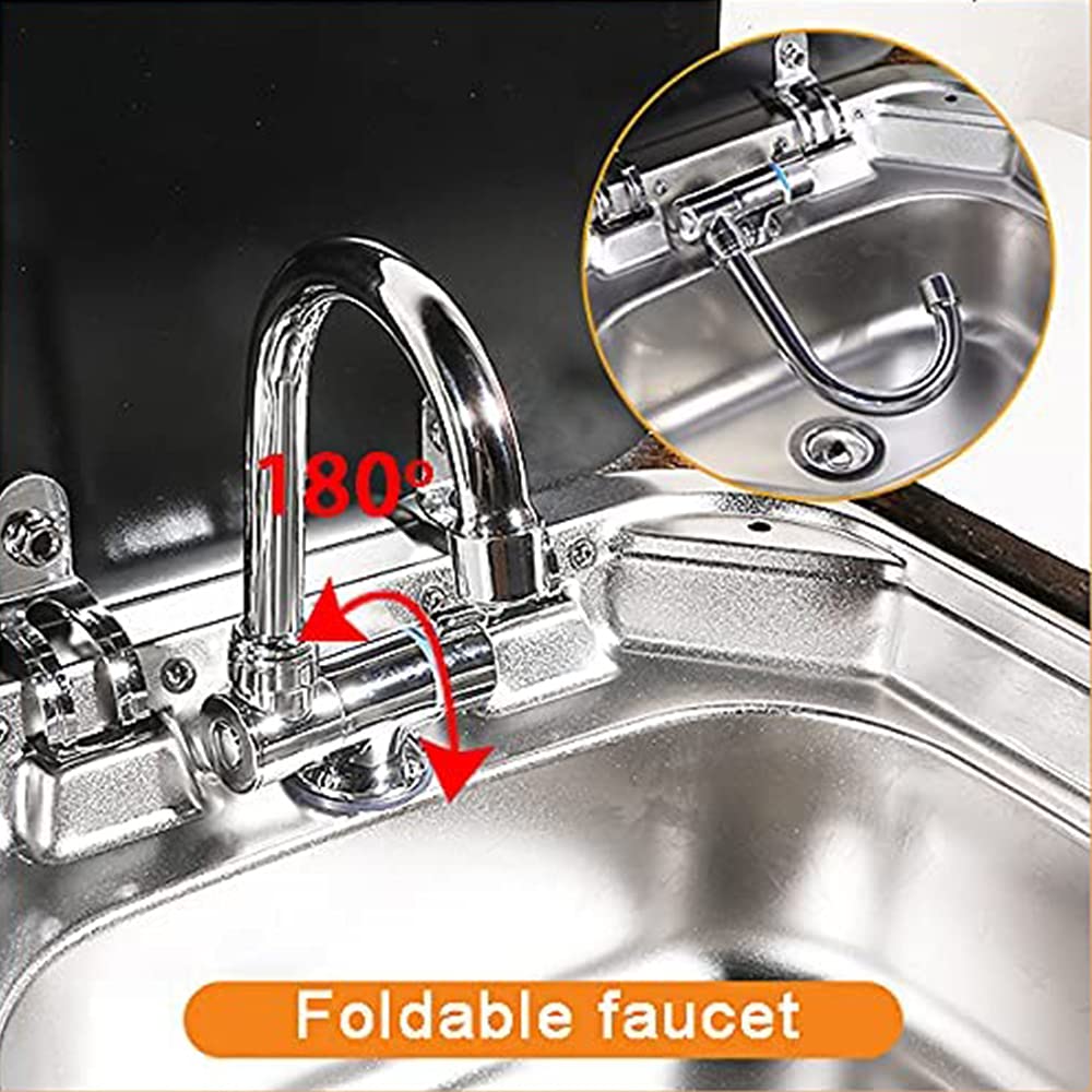 **Stainless Steel Outdoor Sink with Lid & Hot/Cold Faucet – RV, Camper, Boat, Bar Hand Wash Basin – Complete Set with Spout & Strainer – Perfect for Camping, Travel & Outdoor Kitchens**