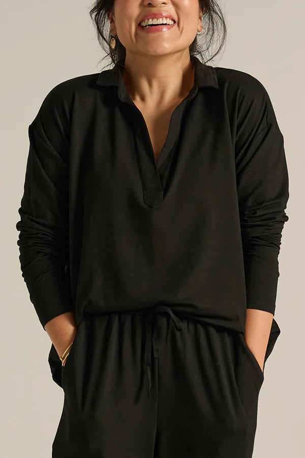 Stevie Top in Black - Stylish Women's Casual Blouse for Everyday Wear & Office Outfits