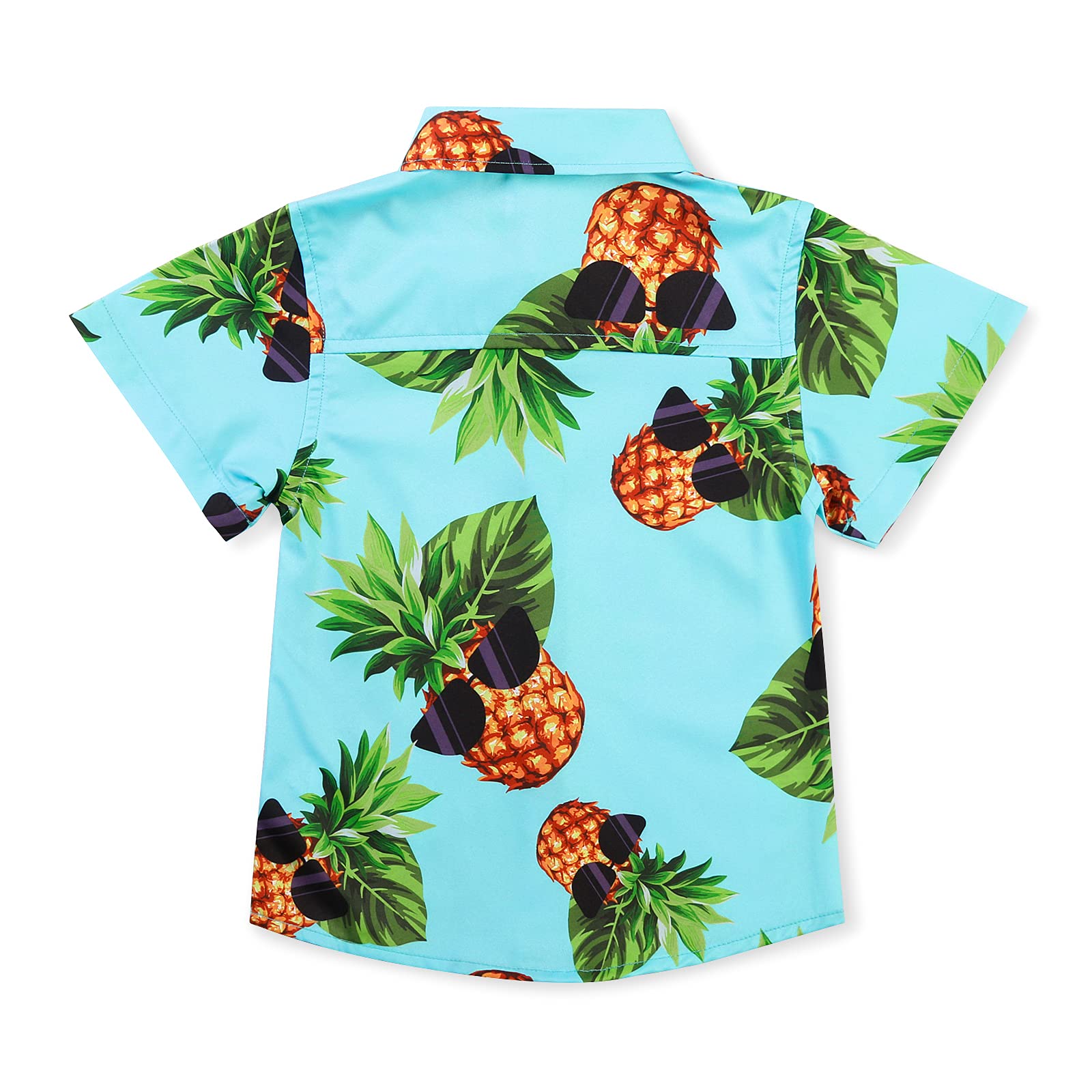 Boys' Hawaiian Shirt with Pineapple Print - Lightweight Button Down Summer Shirt for Kids | Beach Vacation, Luau Party & Tropical Outfit