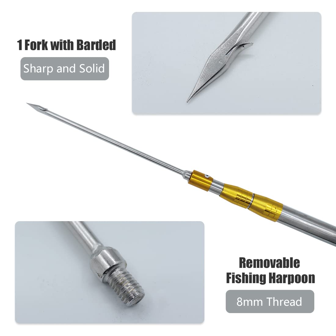 Telescopic Fish Gaff with 1-5 Teeth - Stainless Steel Fishing Spear for Saltwater, Ice Fishing & Hunting | Perfect for Catching Fish, Frog, and Mole | Portable & Durable for Outdoor Adventures
