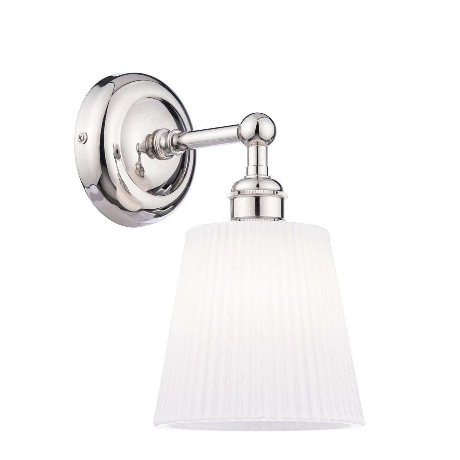 Callaghan Wall Light - Polished Nickel & Antique Brass Finish with Ribbed Glass Shade, IP44 Rated, G9 Bulb Compatible - Perfect for Bedroom, Hallway, and Staircase Lighting