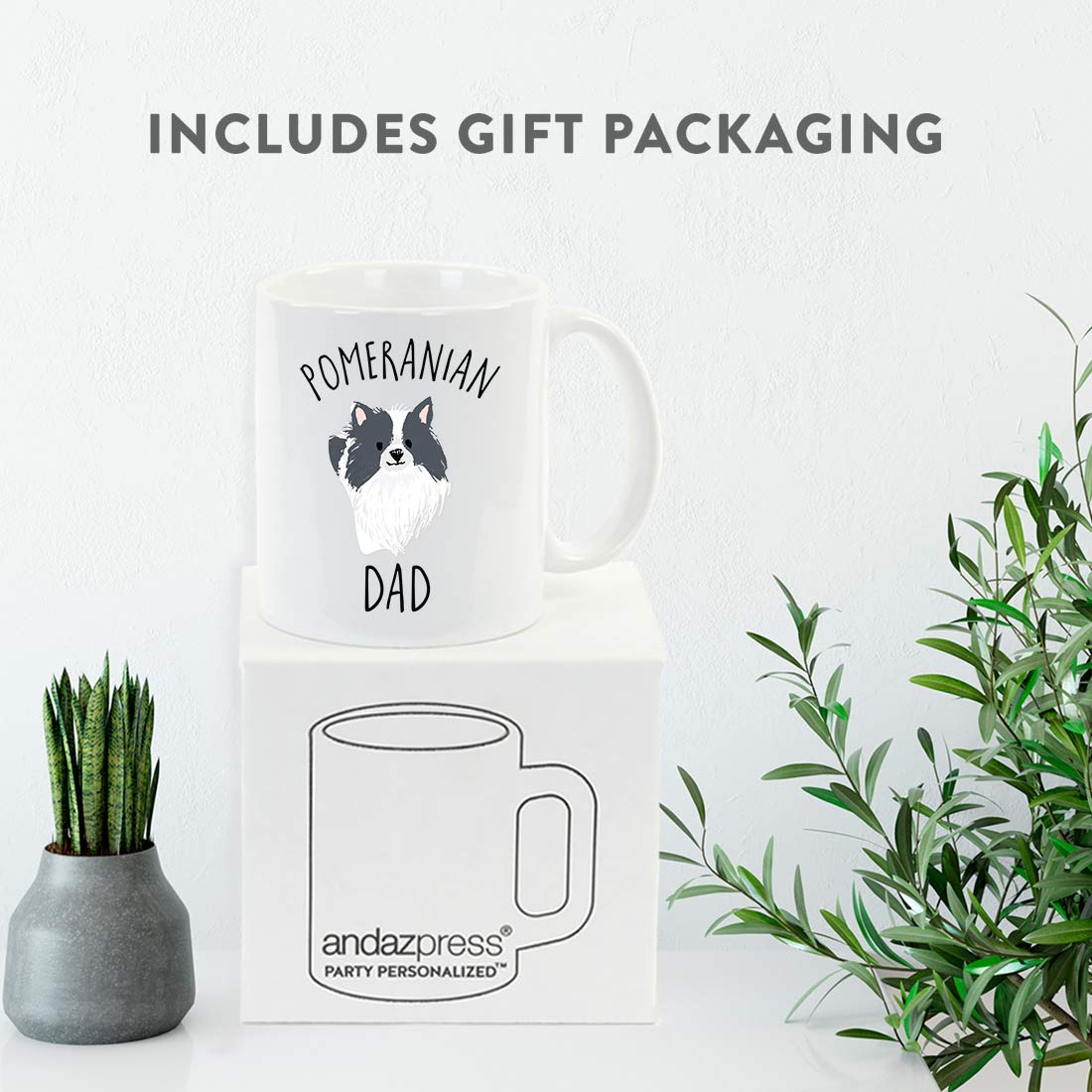 Funny Dog Coffee Mug 11oz - Black and White Pomeranian Dog Dad Gift - Novelty Birthday Christmas Cup for Dog Lovers - Perfect for Coffee, Tea, or Hot Chocolate at Home or Office