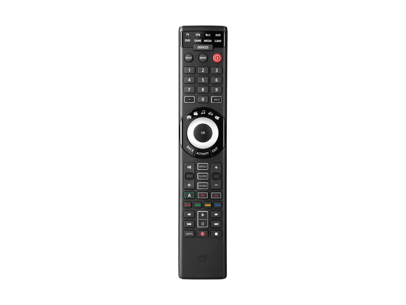 One For All URC 7880 Universal Smart Remote Control - Works with 8 Devices (TV, Cable Box, DVD Player) | Perfect for Home Entertainment Systems