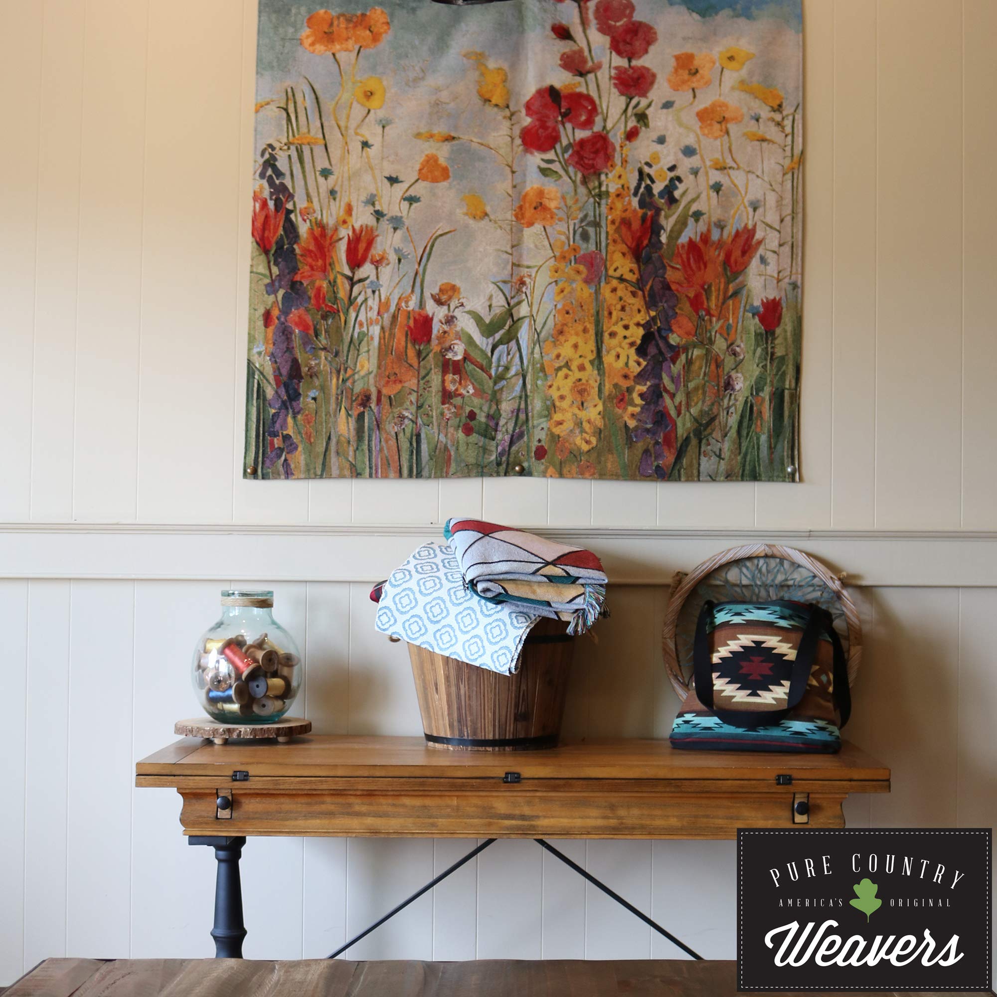 Philip Craig Spring Orchard Woven Tapestry Wall Art - 53x49 Inch Vibrant Landscape Cotton Hanging Decor for Living Room, Bedroom & Office