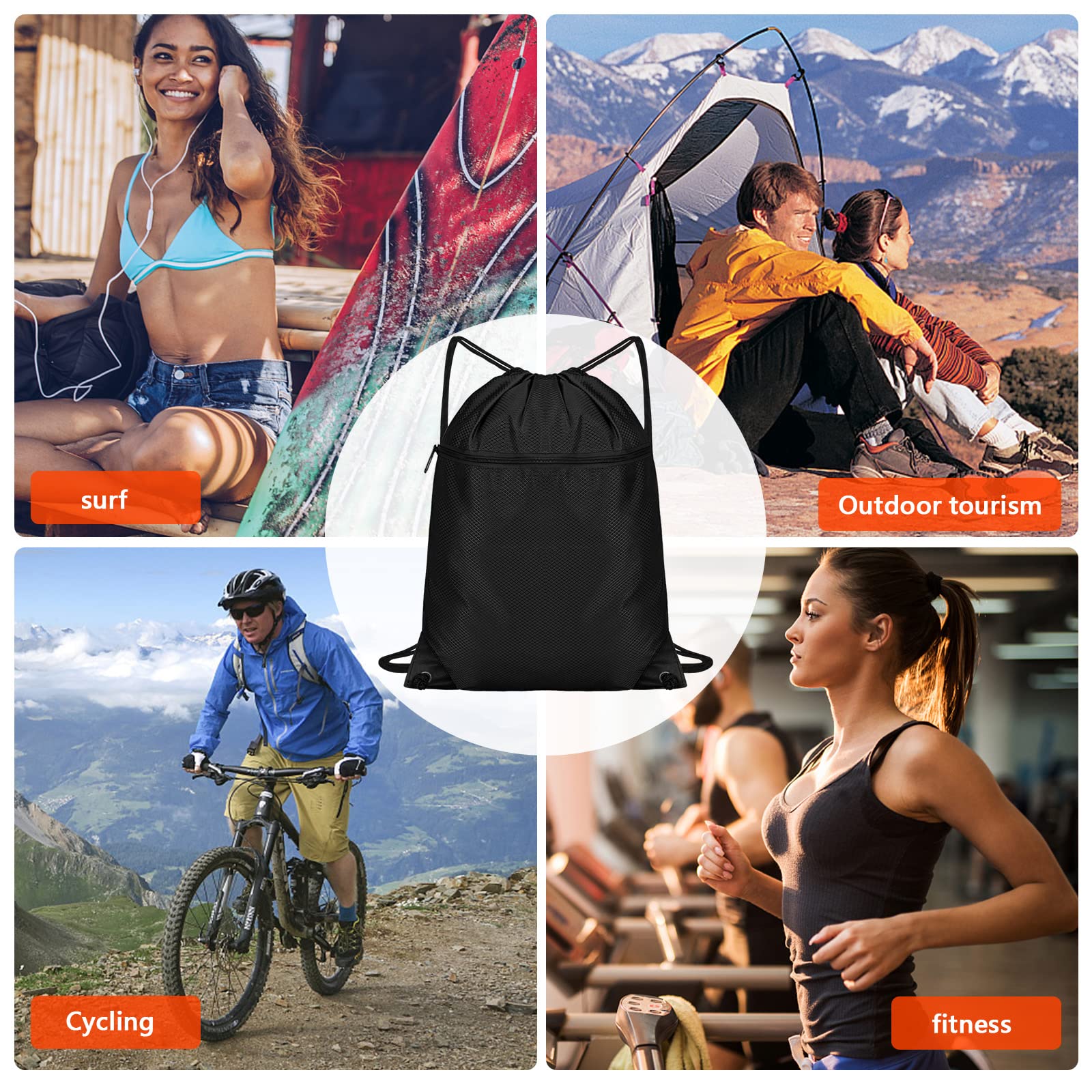 Nivofu Waterproof Drawstring Backpack - Lightweight Sports Gym Bag for Men & Women - Ideal for Running, Travel, Workout & Beach Essentials