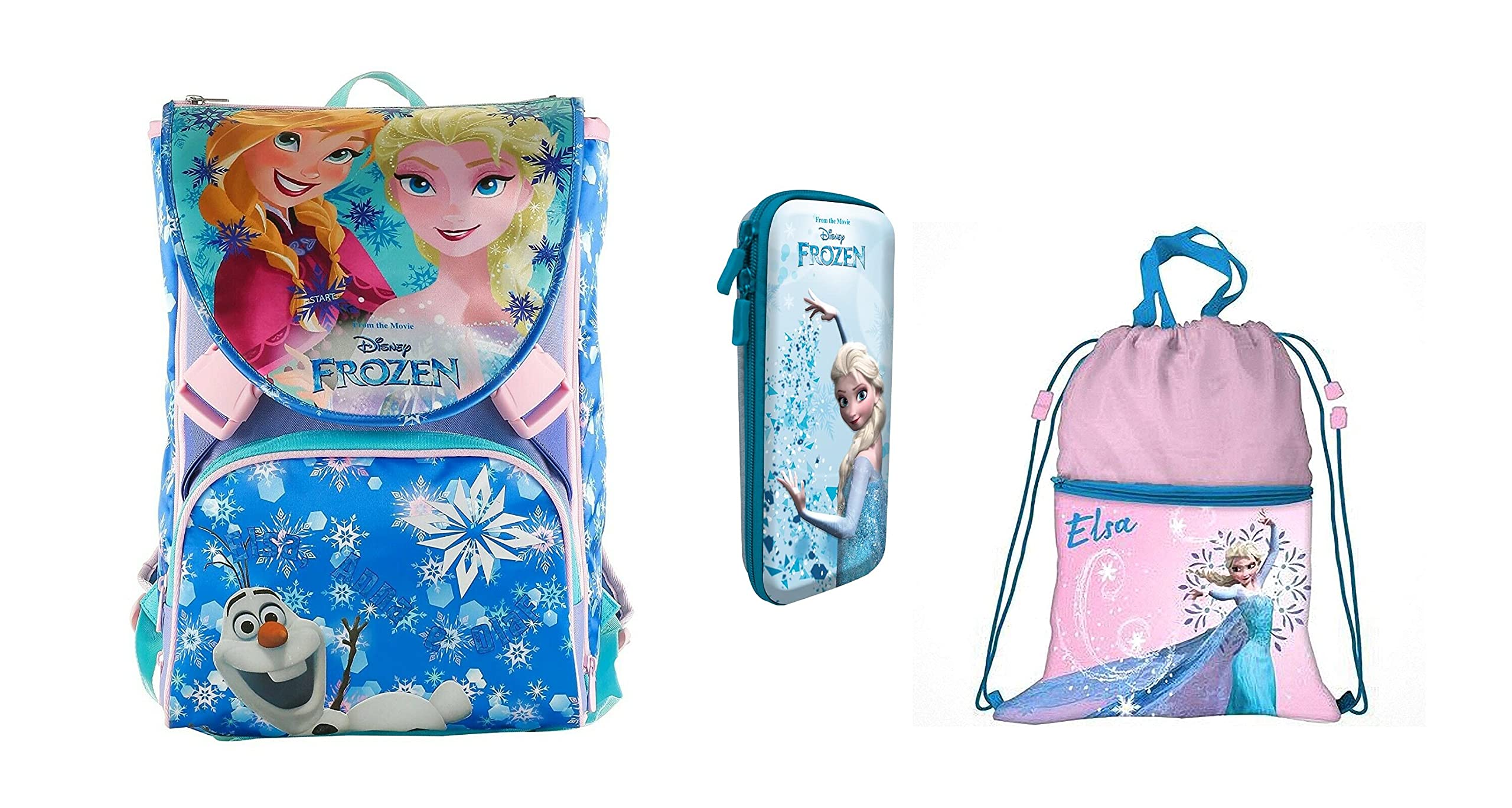 Frozen Themed 28L Dual Backpack with LED Lights - Includes Free 3D Pencil Case & Sport Bag - Perfect for School, Travel, and Disney Fans - Great Gift for Kids & Teens