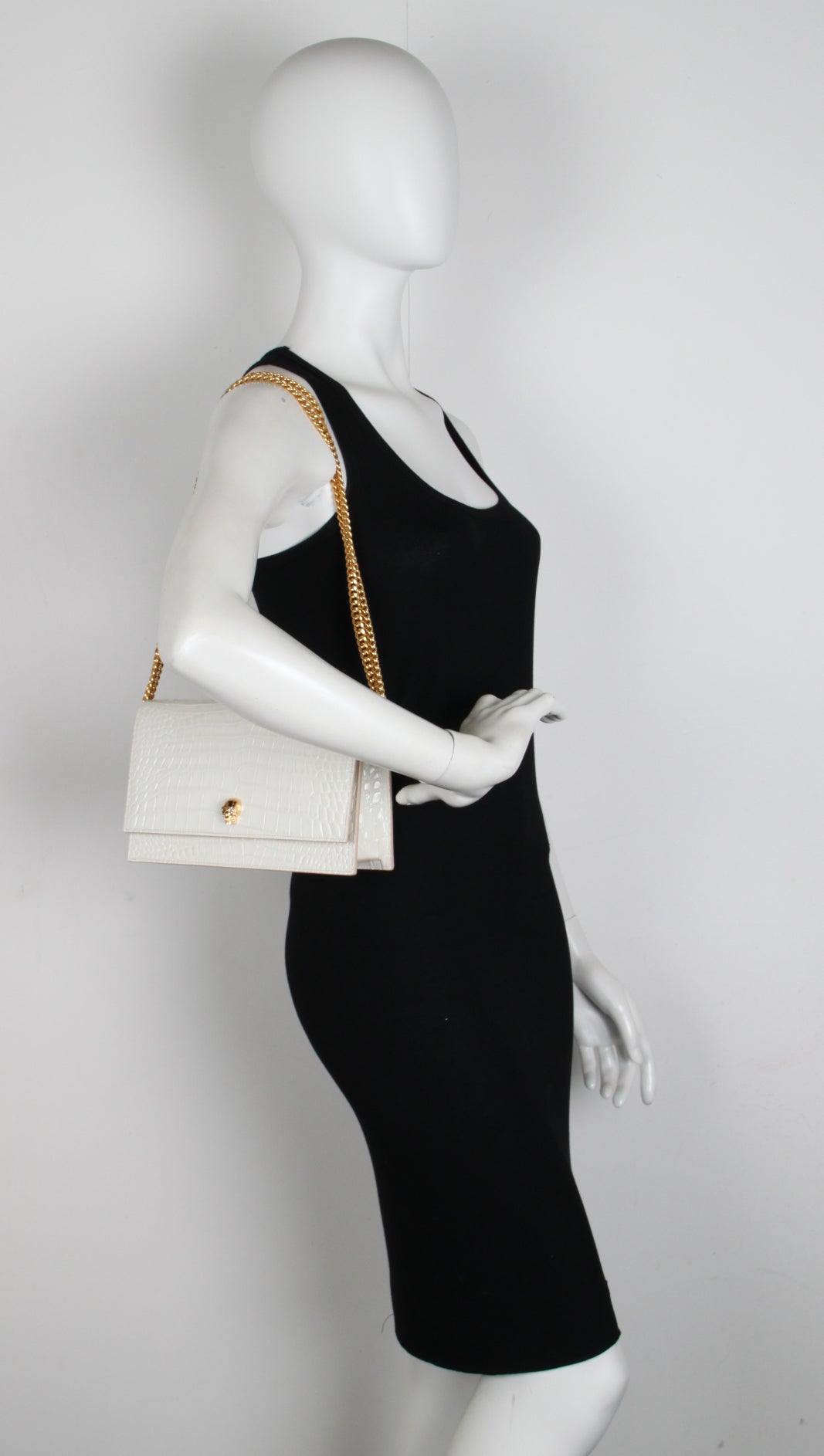 Premium Skull Print Medium Crossbody Bag in Deep Ivory - Gothic Fashion Accessory for Women, Perfect for Parties, Concerts & Everyday Use