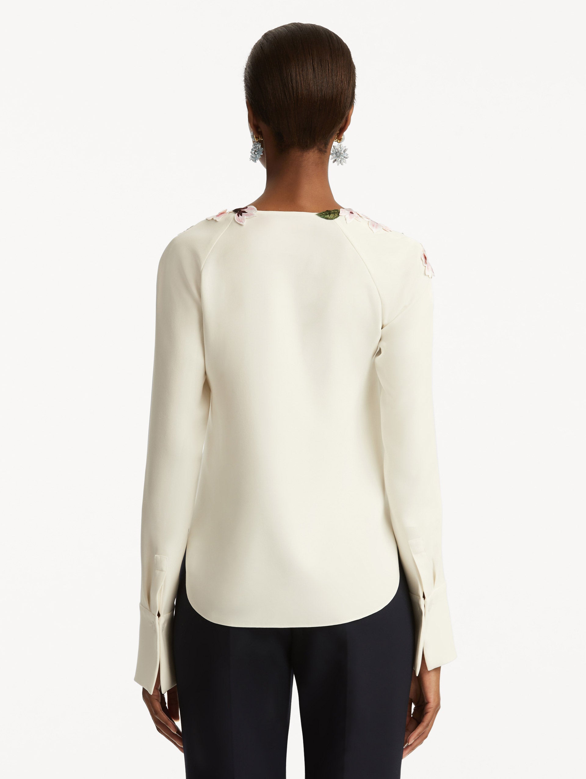 Cherry Blossom Embroidered Blouse for Women - Floral Japanese Style Top - Perfect for Spring Outfits & Special Occasions
