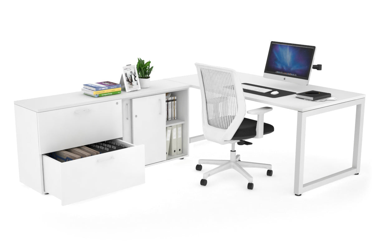 Quadro Loop Executive White Frame Office Chair [1800L x 700W] - Ergonomic Desk Chair for Home & Office Workspace