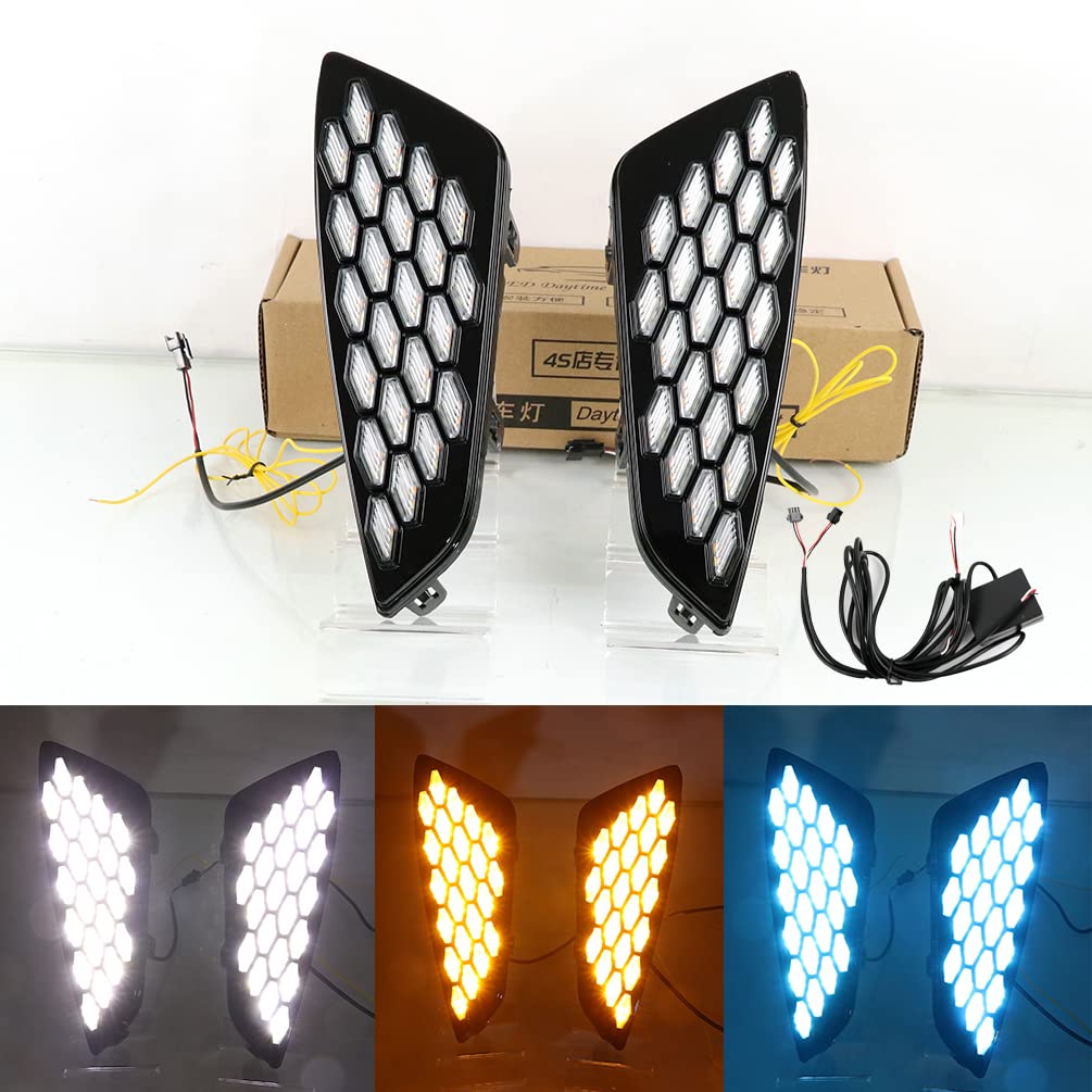 2021-2023 Toyota Sienna XSE LED Daytime Running Lights with Turn Signal - Yellow DRL & Blue Night Lights - Fog Lamp Cover - Upgrade for Better Visibility & Style