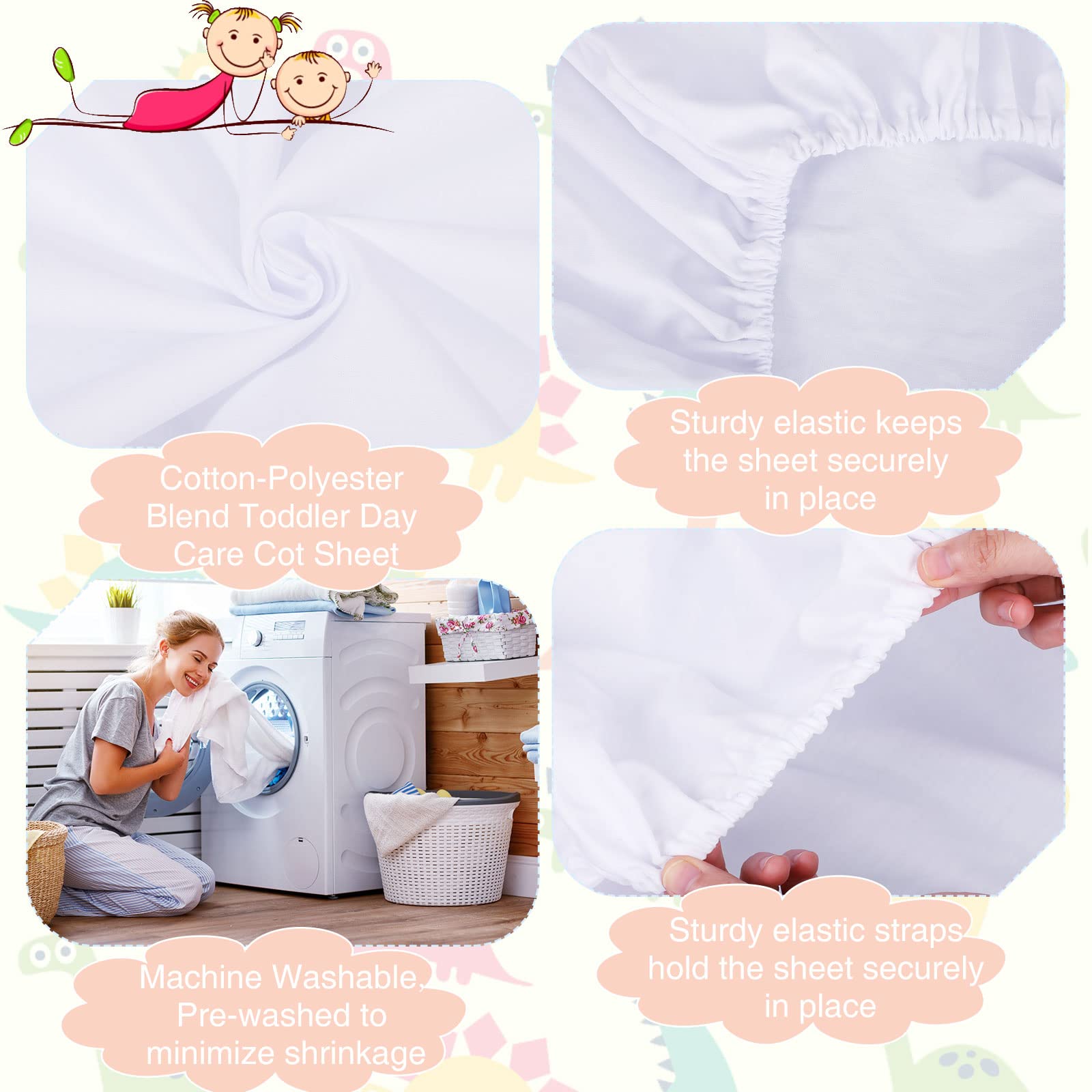 20 Pack Cotton Nap Mat Sheets for Daycare & Preschool - 32