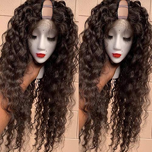 26inch 180% Density Peruvian Loose Curly Human Hair Machine Made Wigs Glueless Virgin Hair U Part Wigs For Women (28inch, 200% Density) - Natural Look for Daily Wear, Parties & Special Occasions