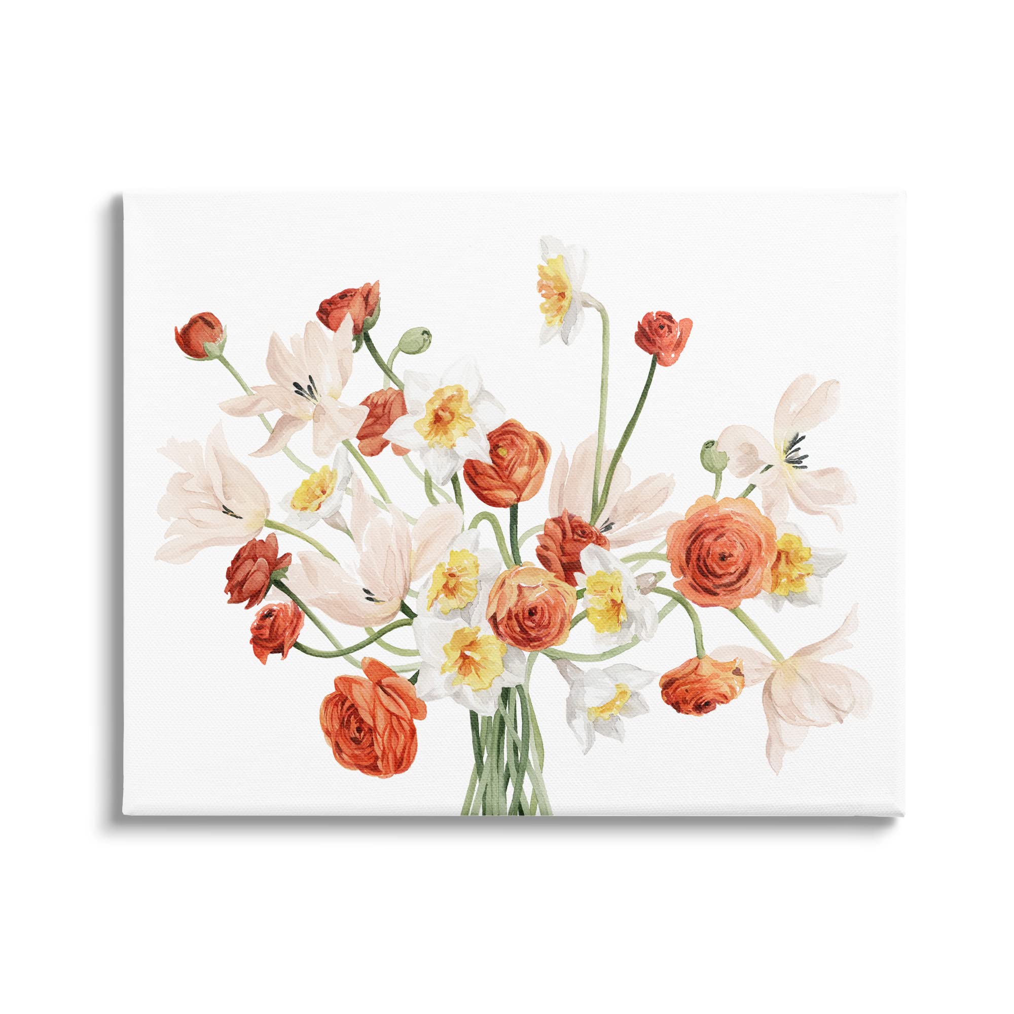 Stupell Industries Minimalist Orange & White Flower Bouquet Wall Art - Grace Popp Design - Perfect for Living Room, Bedroom & Office Decor