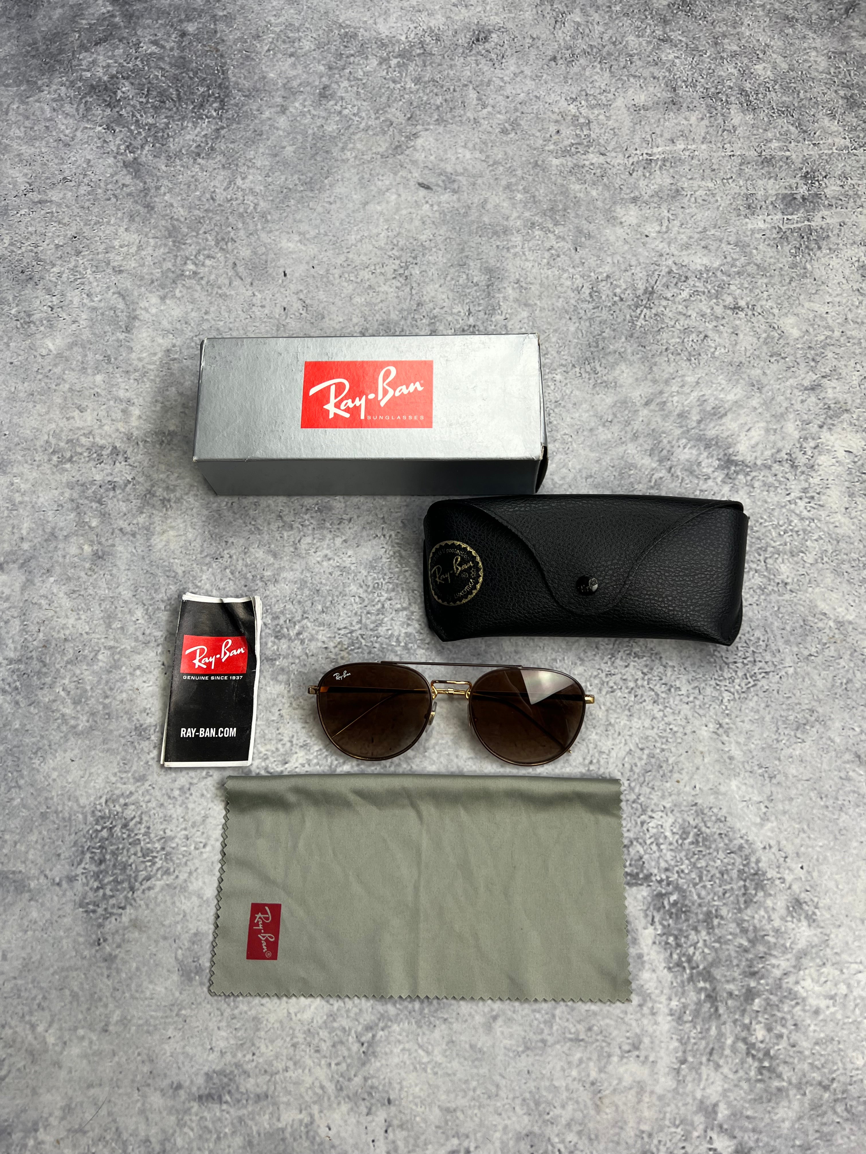 Ray Ban RB3589 Polarized Aviator Sunglasses for Men - Polished Brown Frame with Gold Accents - Perfect for Driving, Outdoor Sports & Summer Fashion
