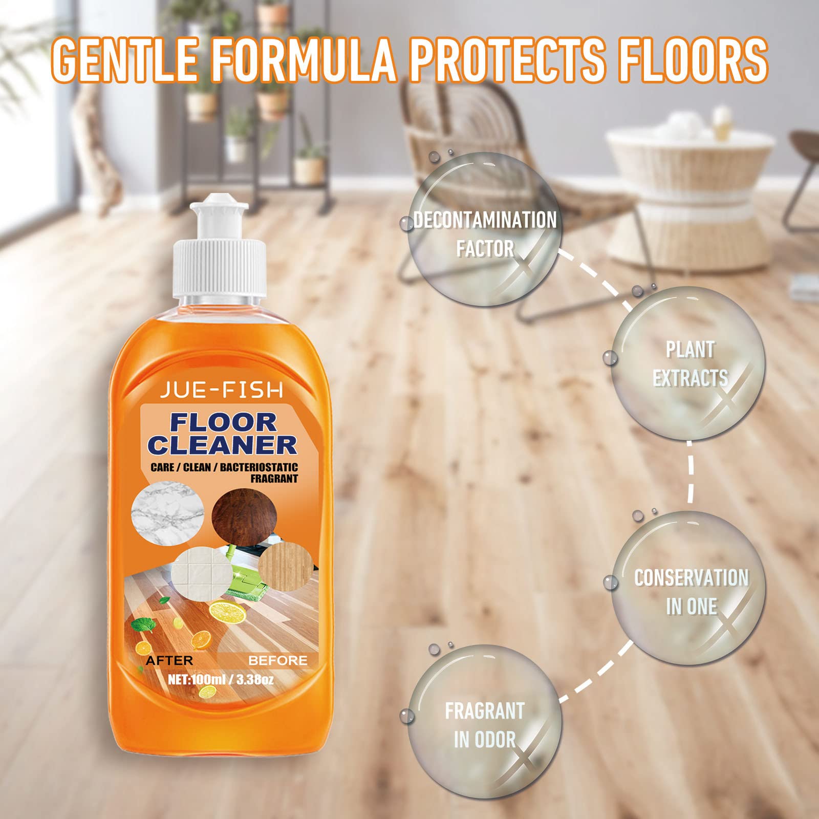 Powerful Floor Cleaner for Wood & Tile - Multipurpose Concentrate (3-Pack) - Home & Office Use