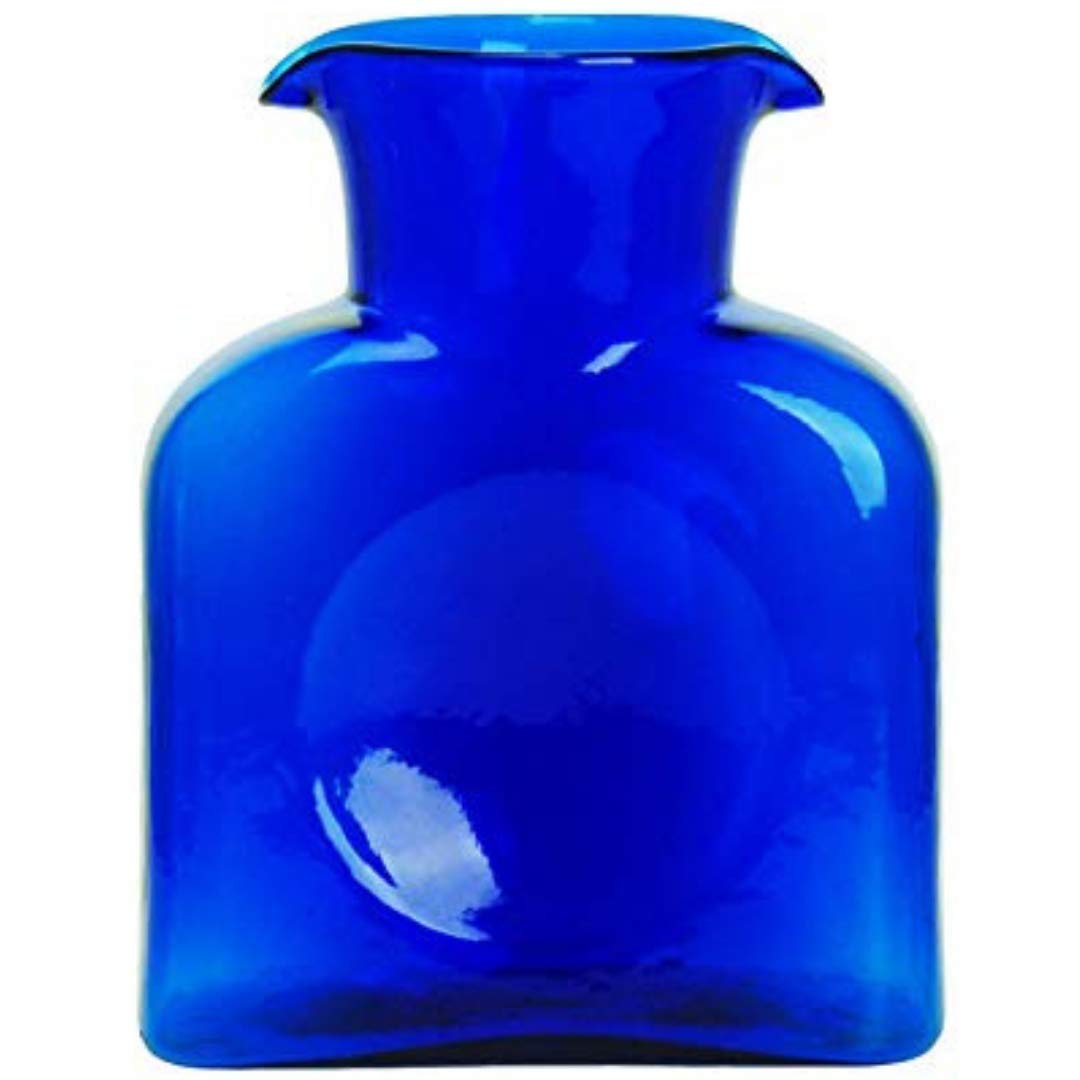 BLENKO Hand Blown Cobalt Blue Glass Water Bottle - 36oz Artisan Pitcher, Carafe & Vase - Unique Handcrafted Kitchen Decor for Home, Dining & Gift Giving - Perfect for Iced Tea, Lemonade & Floral Arrangements