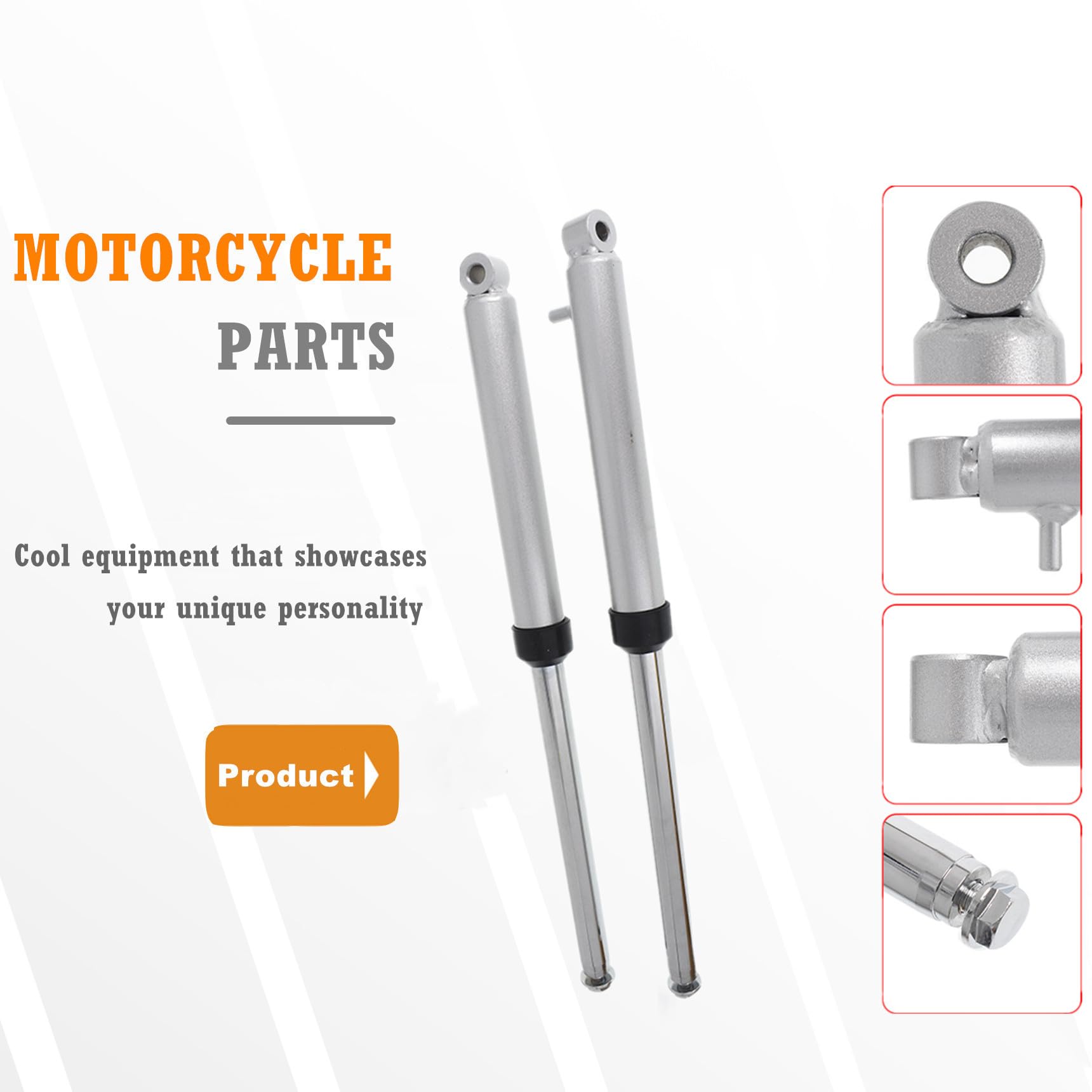 Yamaha PW50 PW Peewee 50 Motorcycle Front Fork Shocks Suspension 480mm Replacement - Silver | Dirt Bike & Kids Off-Road Riding Accessories