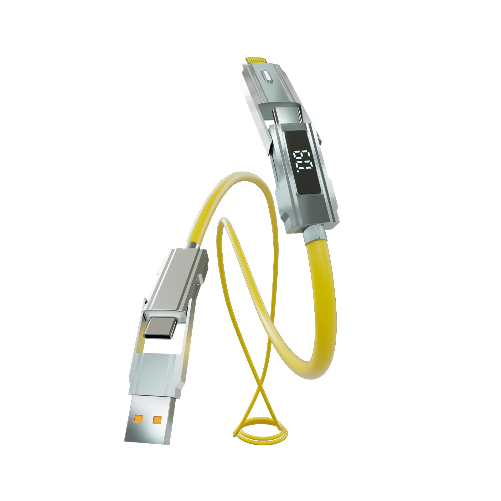 1M 4-in-1 Silicone Fast Charging Cable - 60W USB C Cable, Lightning Cable, USB C to Lightning, USB C to Type C, USB A to Lightning, USB A to Type C - Perfect for iPhone, Android, iPad, MacBook & Travel Charging