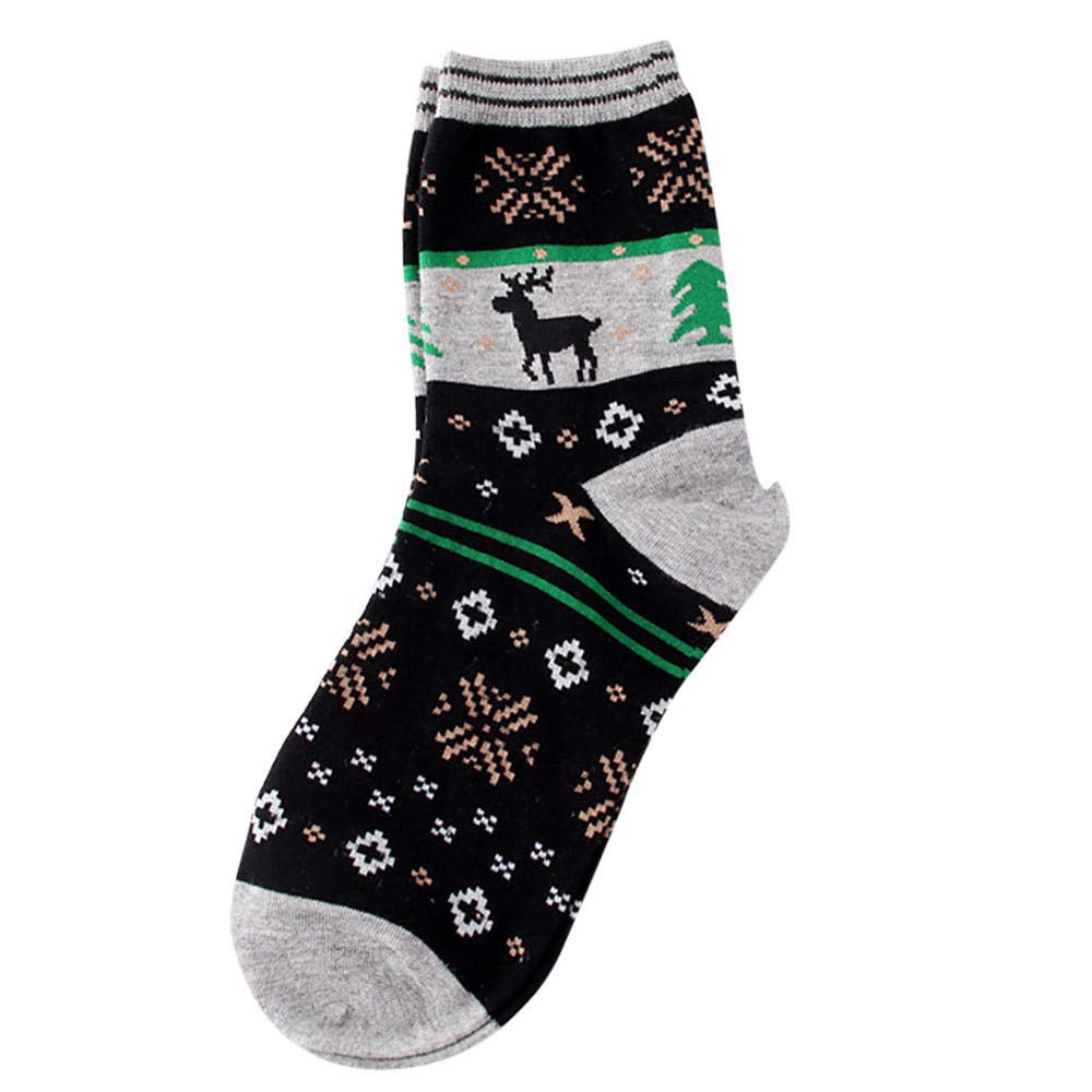 Women's Running Socks - 3 Pairs Vintage Christmas Elk & Snowflake Pattern Athletic Socks for Women & Men - Perfect for Jogging, Gym Workouts & Holiday Gifts
