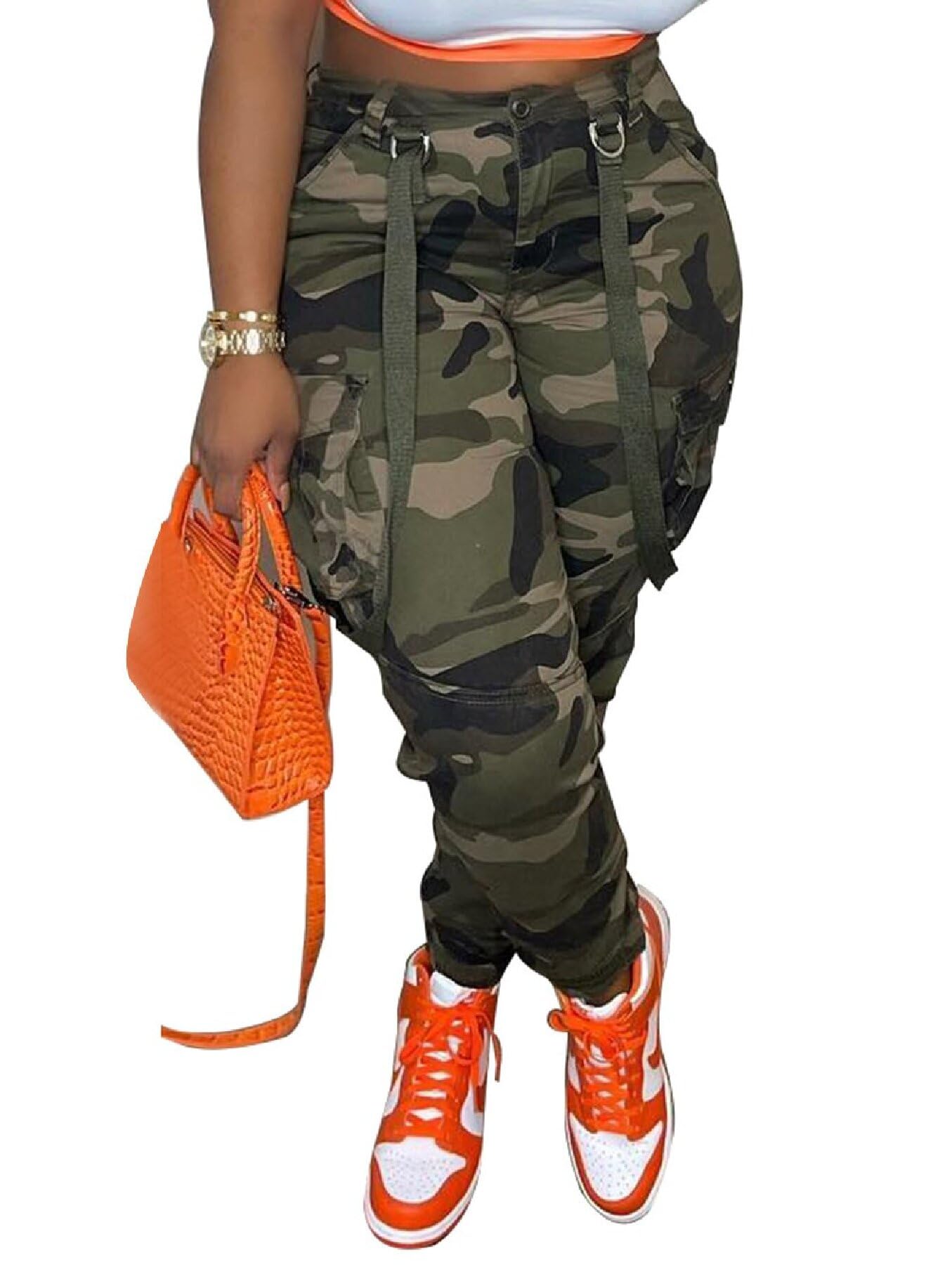 **Seltaon Women's Casual Camo Cargo Pants - Army Fatigue Jogger Sweatpants for Fall, Plus Size & Comfortable | Perfect for Outdoor Hiking, Streetwear & Casual Wear**