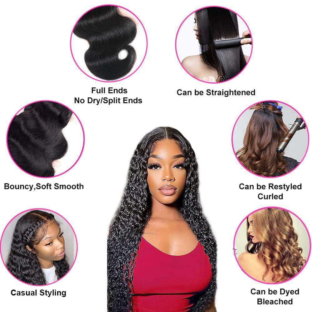U Part Wigs Human Hair for Black Women - 250% Density Brazilian Deep Wave Clip-in Half Wig | Glueless V Part Wigs with Pre-Plucked Natural Hairline | 22 Inch Full Head Human Hair Wig for Daily Wear & Special Occasions