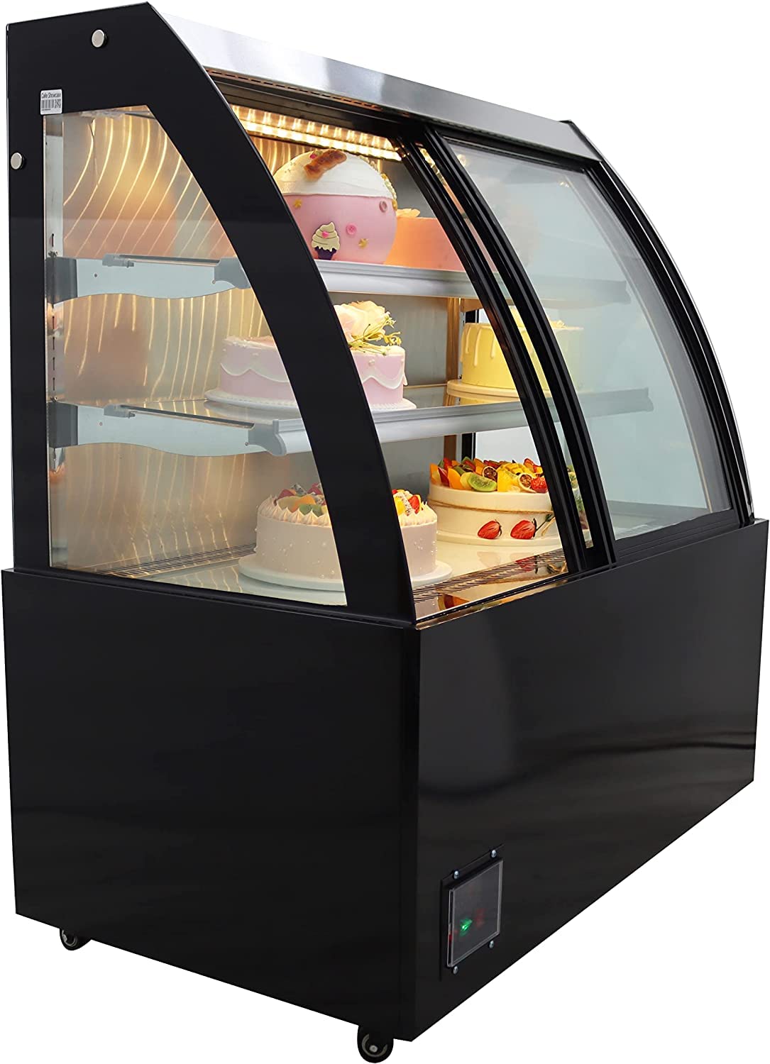 220V 47 Inch Glass Refrigerated Display Case for Bakery - Arc-Shaped Front Door Commercial Refrigerator for Cakes, Pies, Pastries & Desserts - Perfect for Bakeries, Cafes, Restaurants & Sweet Shops