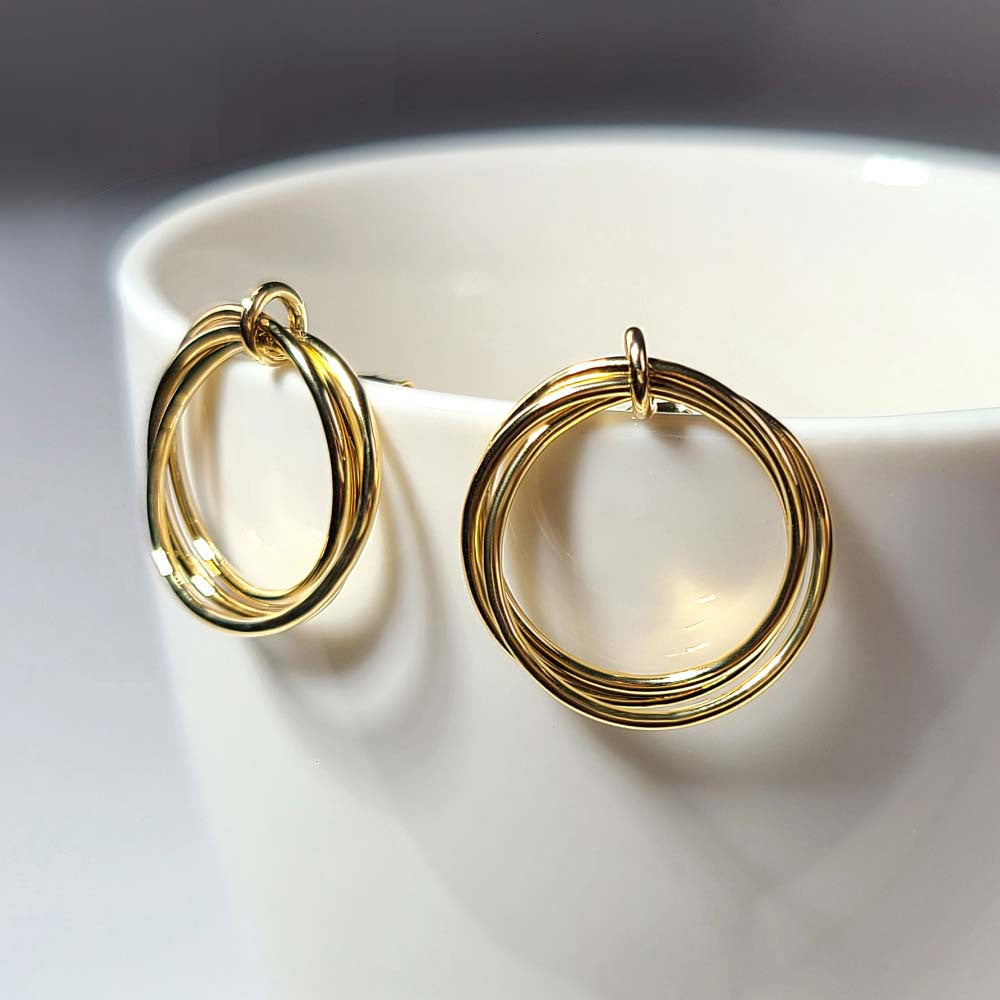925 Sterling Silver Stackable 3-Ring Layered Earrings for Women - Trendy Minimalist Hoop Earrings for Everyday Wear & Special Occasions