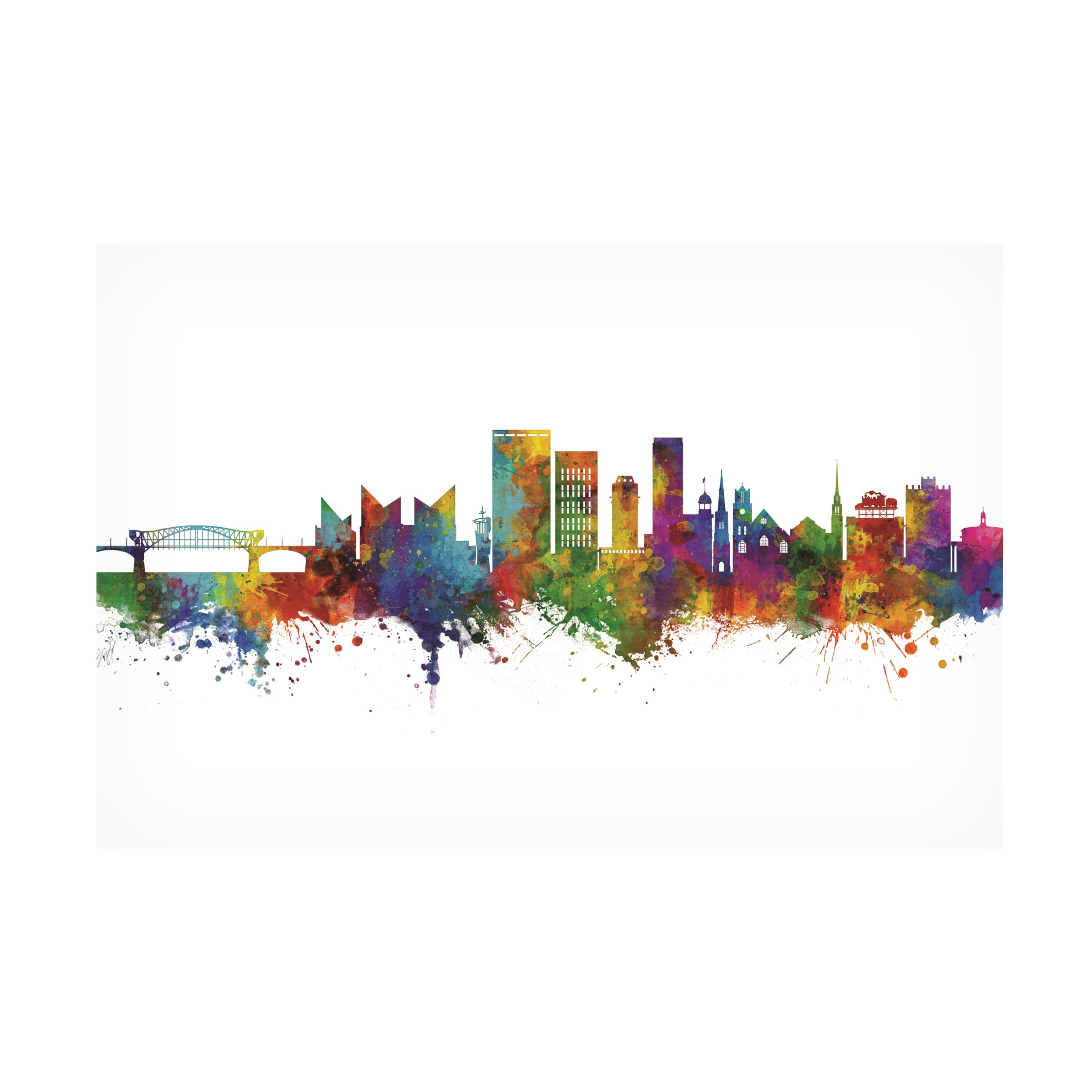 Michael Tompsett 'Chattanooga Tennessee Skyline' Canvas Wall Art Print - Modern Cityscape Painting for Living Room, Office & Home Decor