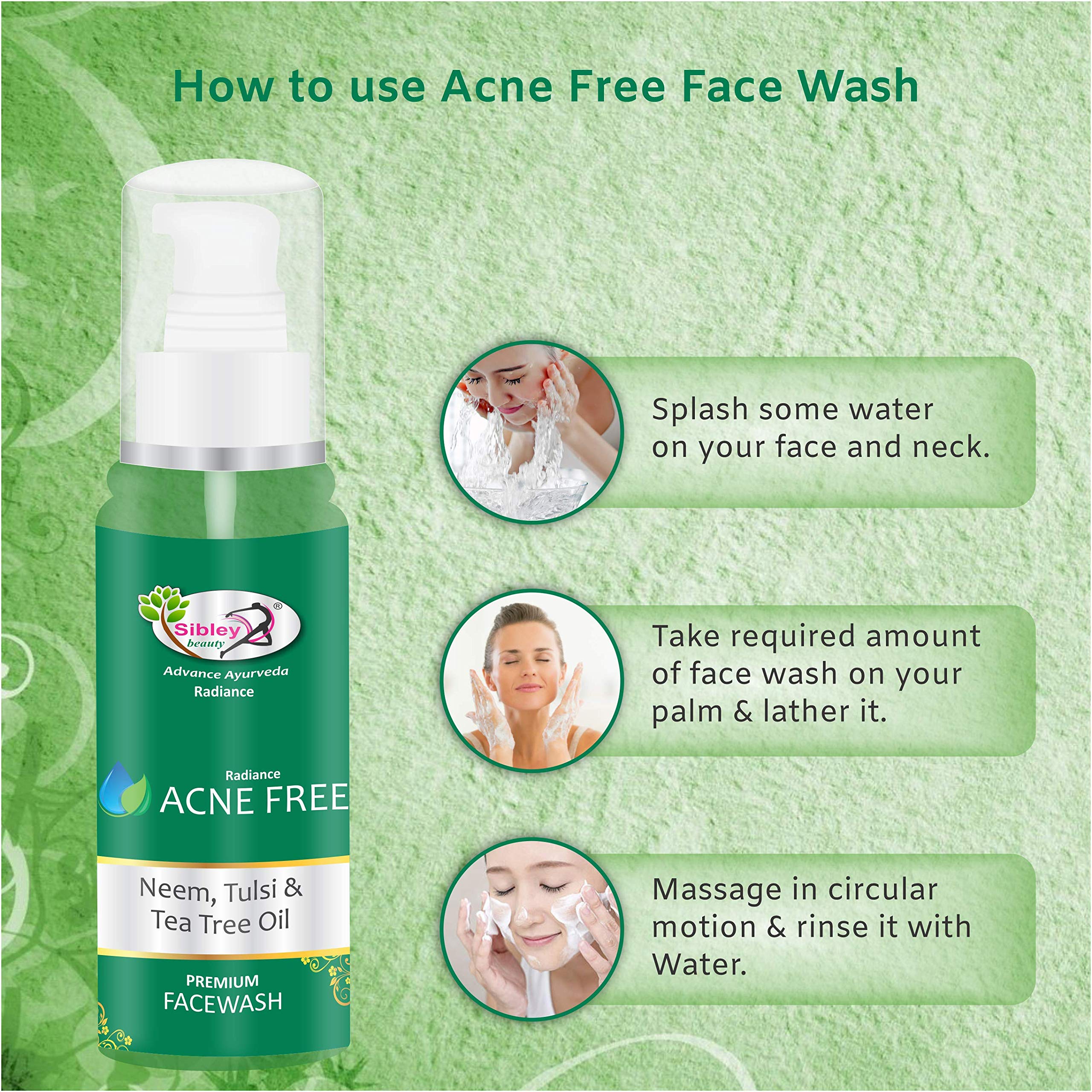 **Sibley Beauty Diamond Facial Kit & Neem Tulsi Tea Tree Oil Acne Face Wash Combo – 6-Pack (155g + 10ml Serum) + 100ml Face Wash – For Oily, Dry, Normal & Combination Skin – Men, Women, Boys & Girls – Deep Cleansing & Acne Control for Daily Skincare Routine**