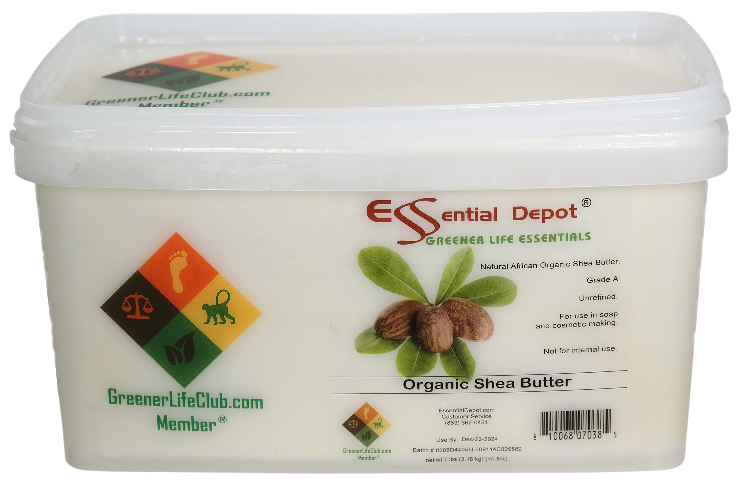 Premium Organic Unrefined Shea Butter Grade A - 14 lbs (2 x 7lb) in Eco-Friendly Packaging - Perfect for DIY Skincare, Hair Care & Soap Making