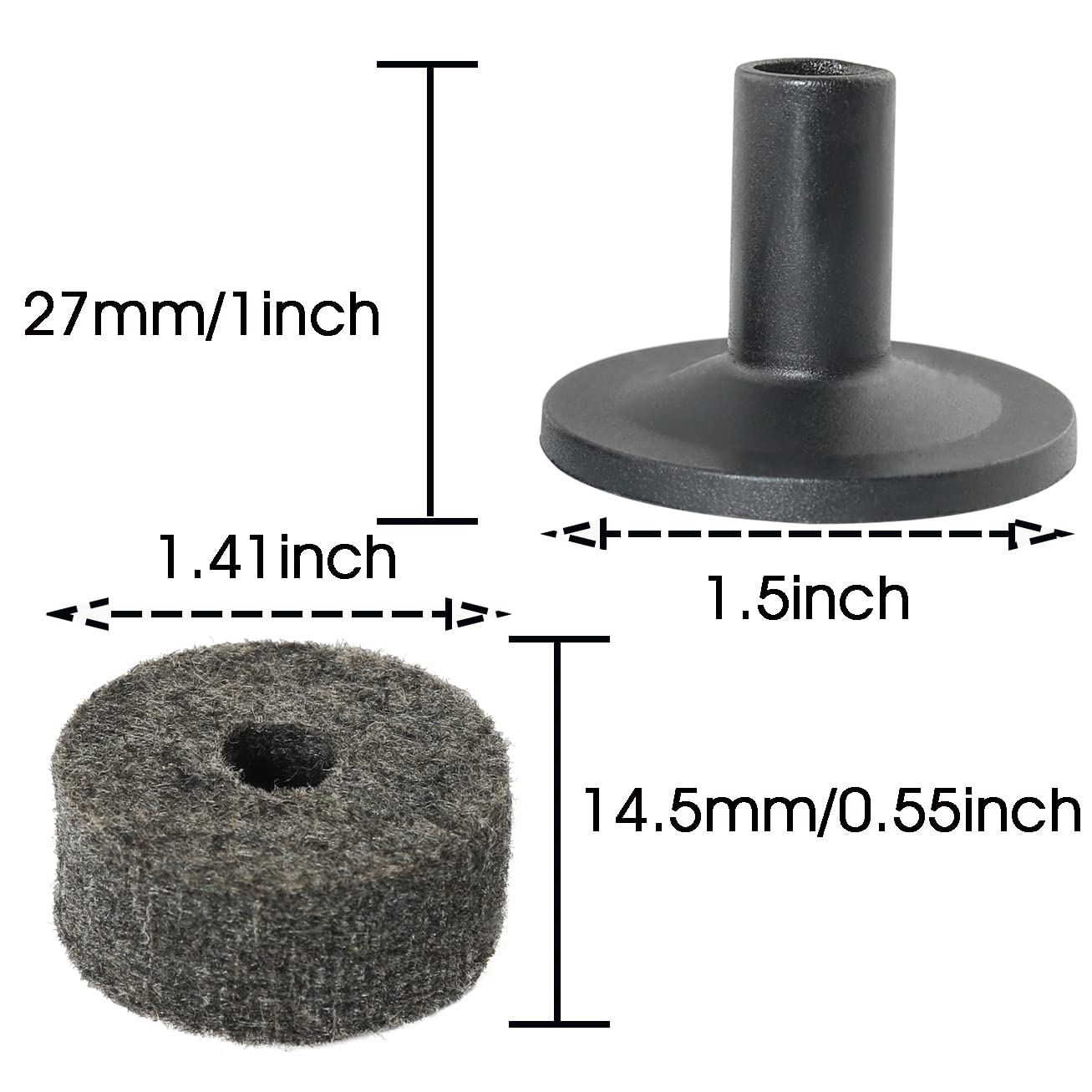 MEETOOT 10-Piece Drum Cymbal Stand Felt Washer Set - Gray Cymbal Sleeves & Stand Accessories for Drum Kits | Perfect for Live Performances, Studio Recording & Drum Maintenance